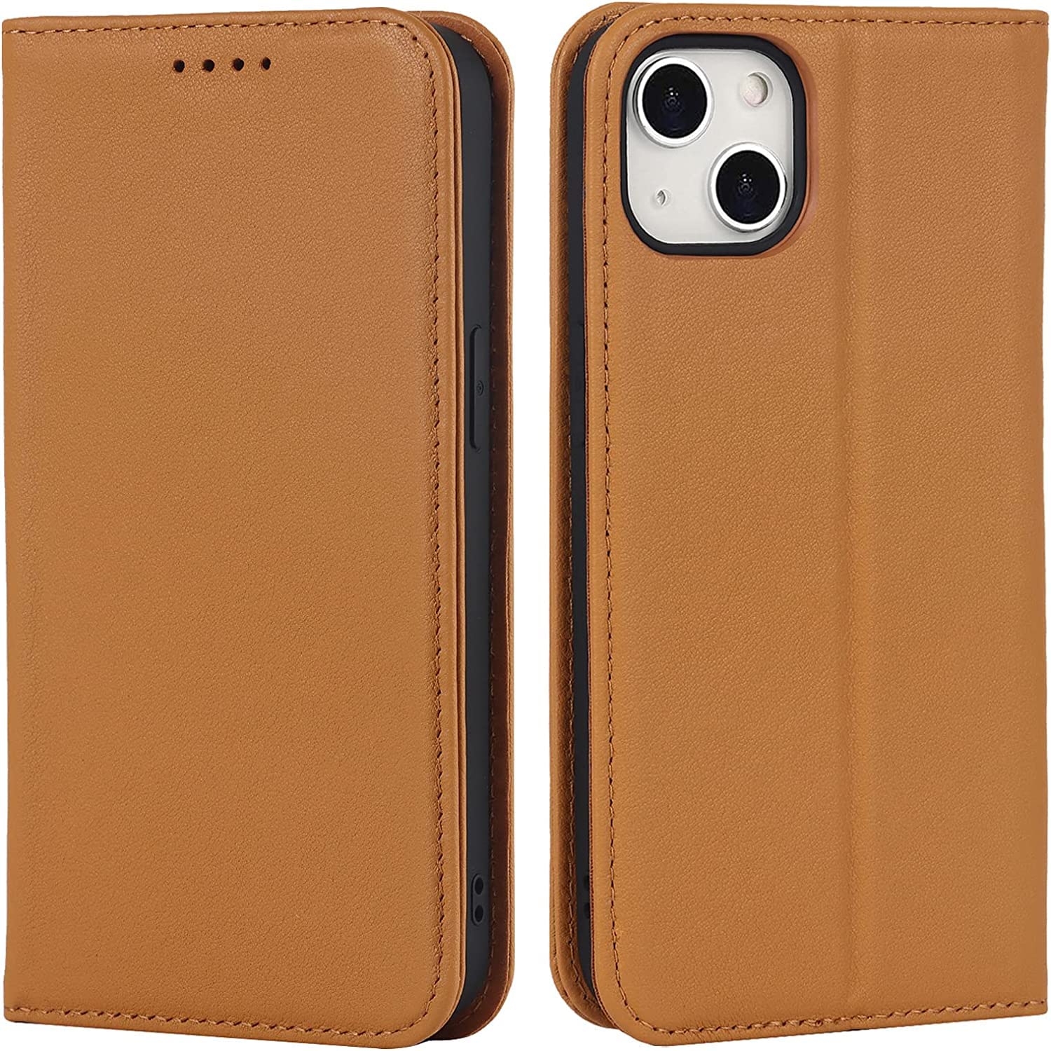 Étui iPhone 13 en cuir véritable marron de style premium - 8