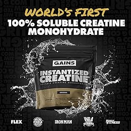 Gains in Bulk Instantized Creatine Monohydrate for Women and Men, Soluble Creatine Powder, Supports Muscle Building, Strength and Performance, Bodybuilding Supplements, Unflavored, 30 Servings