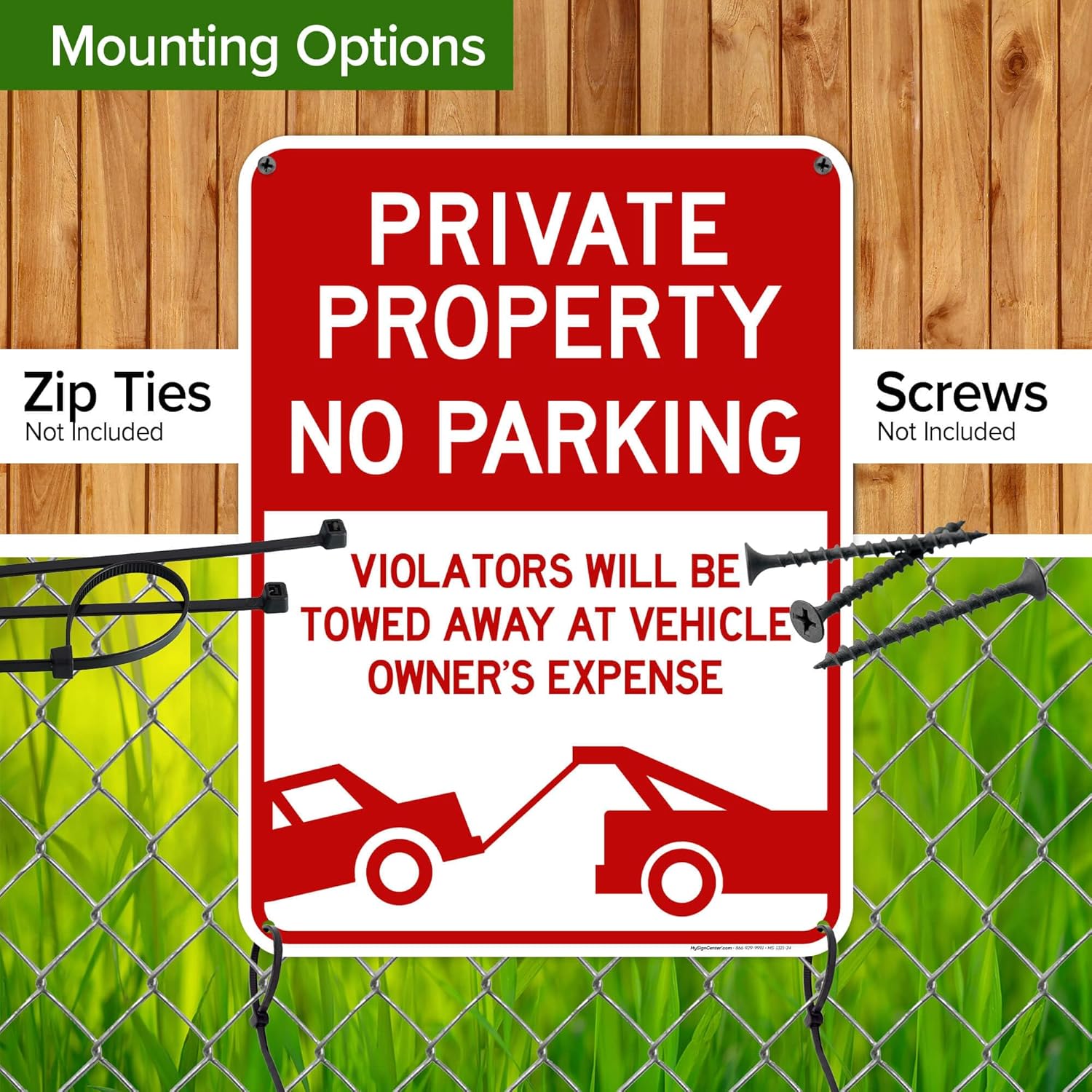 Private Property No Parking Violators Will Be Towed Away At Vehicle Owner's Expense Sign, 18"x24" Polyethylene, Indoor/Outdoor Use, USA MADE By My Sign Center