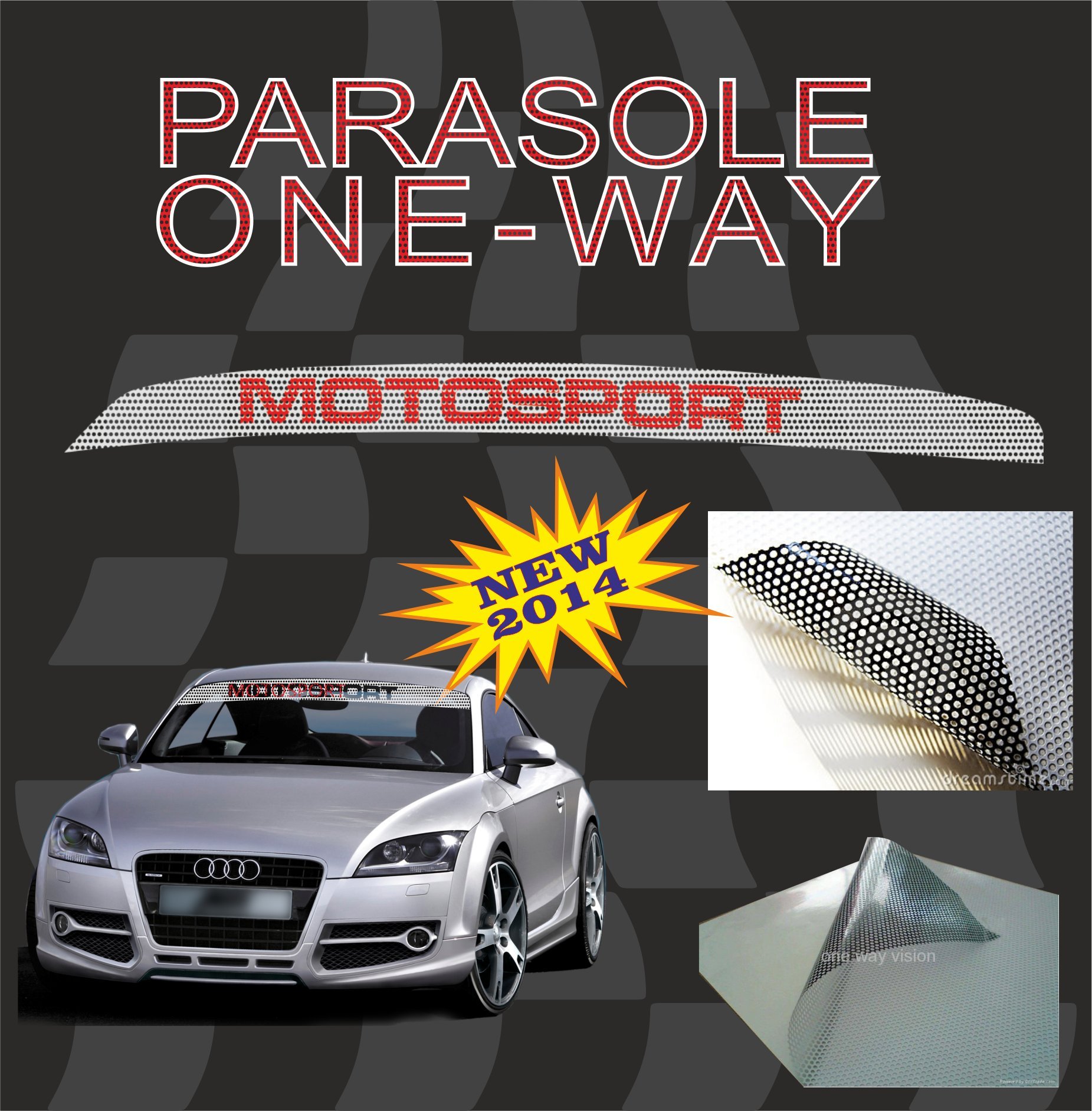 Adhesive Windshield Sunshade Stripe with One Way Effect "Motorsport"