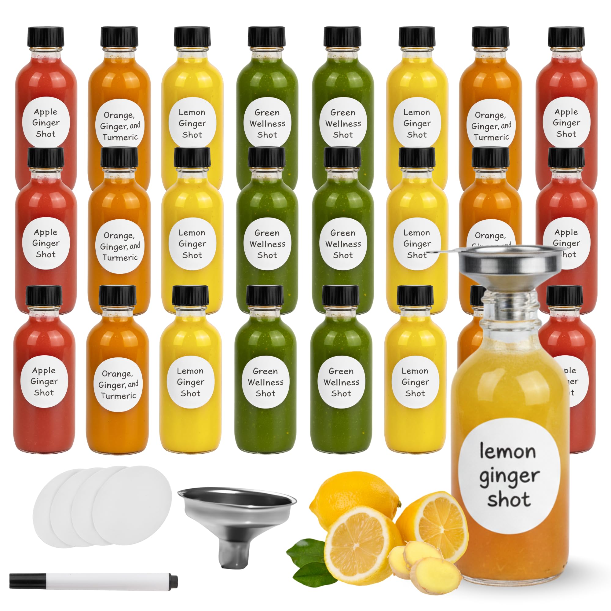 SET DI 24 Bottiglie Vetro 60Ml(2Oz), Bottigli per Liquori Mini