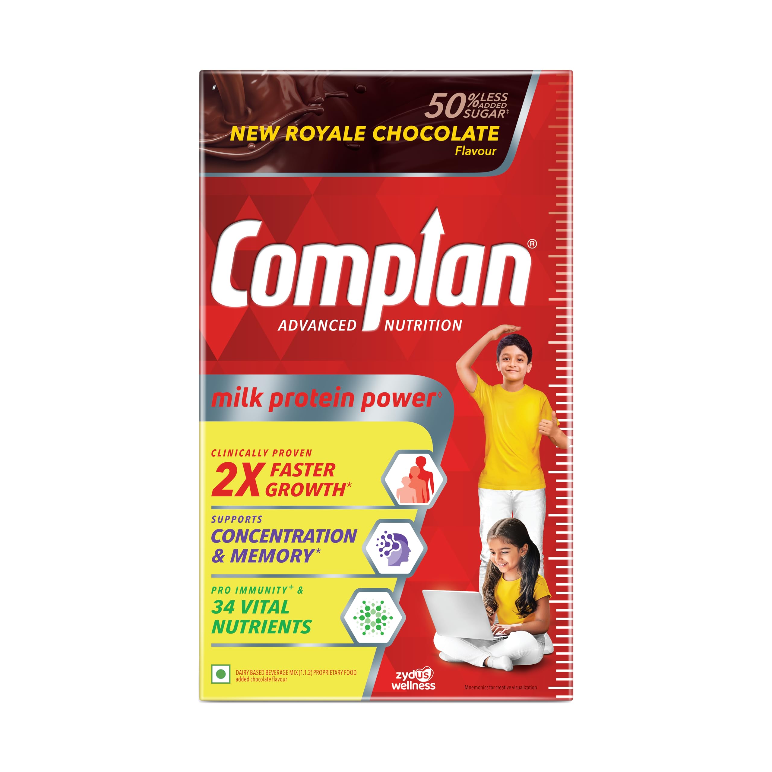 Complan Nutrition Drink Powder for Children, Royale Chocolate Flavour, 500 grams Carton|Nutrition Drink for kids with protein & 34 vital nutrients, 1 count