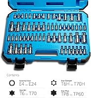 Vista 9 de Capri Tools CP30031 Master Torx Star Socket Set, 60-Piece, Silver