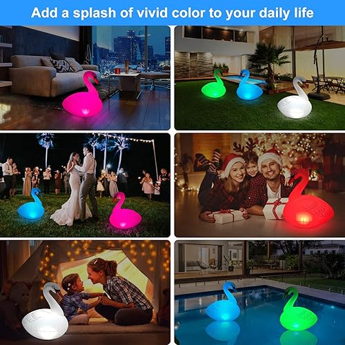 Miniatura 6 de Goallim Luces flotantes de piscina recargables con energía solar, 2 unidades, luces inflables impermeables para piscina de cisne, que brillan en la