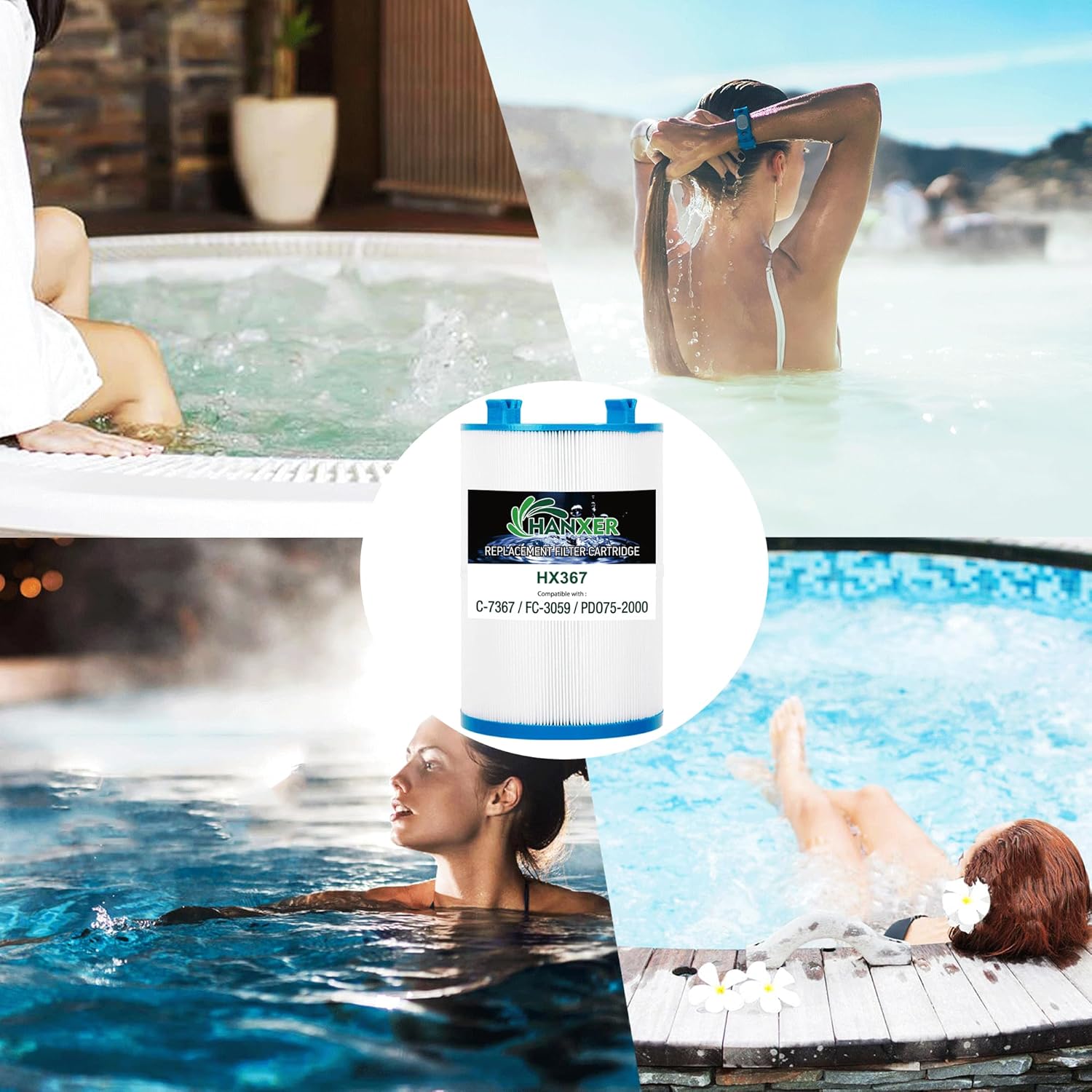 HANXER® C-7367 Spa Filter Cartridge Replaces for Dimension One Spa 1561-00, PDO75-2000, Filbur FC-3059, PDO75-2000, AK-60035, 70759, 75 Sq.Ft Spa Hot Tub Filter, 2 Pack - Image 7