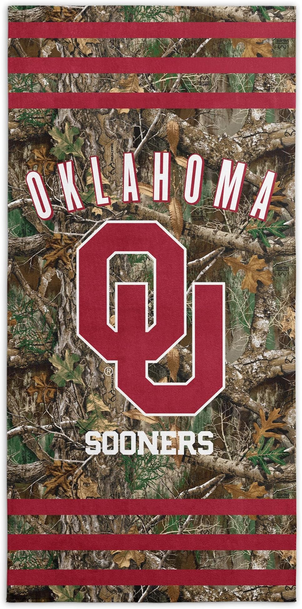 NORTHWEST NCAA Oklahoma Sooners Unisex-Adult Beach Towel, 30" x 60", Realtree Stripes (Pack of 6)