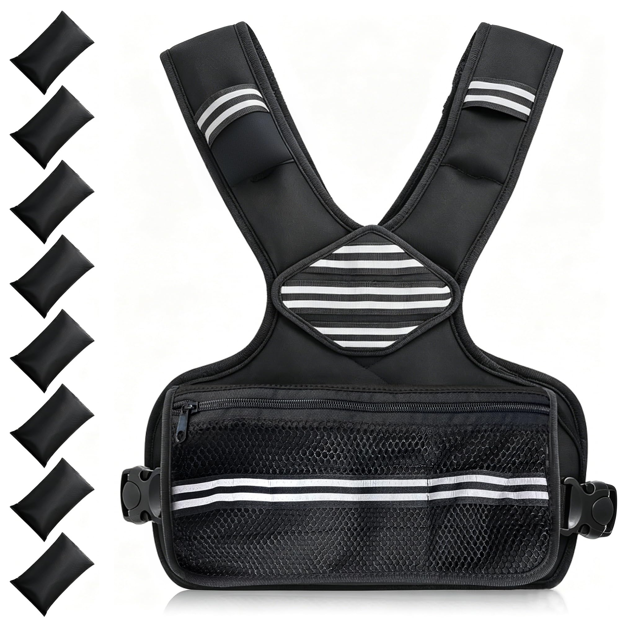 JX Fitness Gilet ponderato per allenamento della forza, regolabile da 2,7 a 9 kg, per uomini e donne, comoda tasca, gilet ponderato con sabbia di ferro, ideale per palestra, allenamento yoga ed