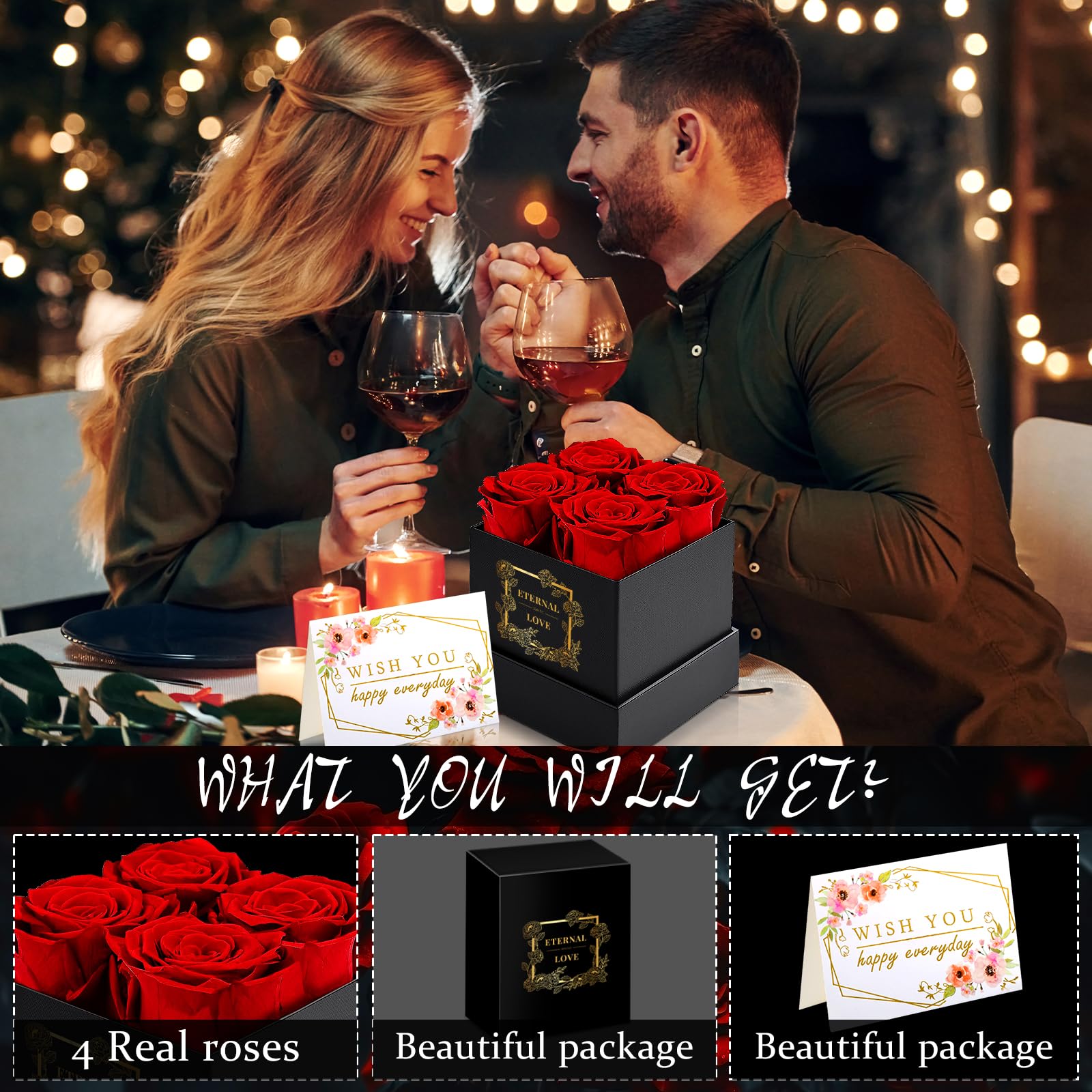 SW Glas Rose -Bewaarde Echte Rose in Glazen Koepel Gift Eeuwige Bloem, Mooi Creatief Cadeau voor Valentijnsdag Moederdag Kerstverjaardag Thanksgiving ( rood