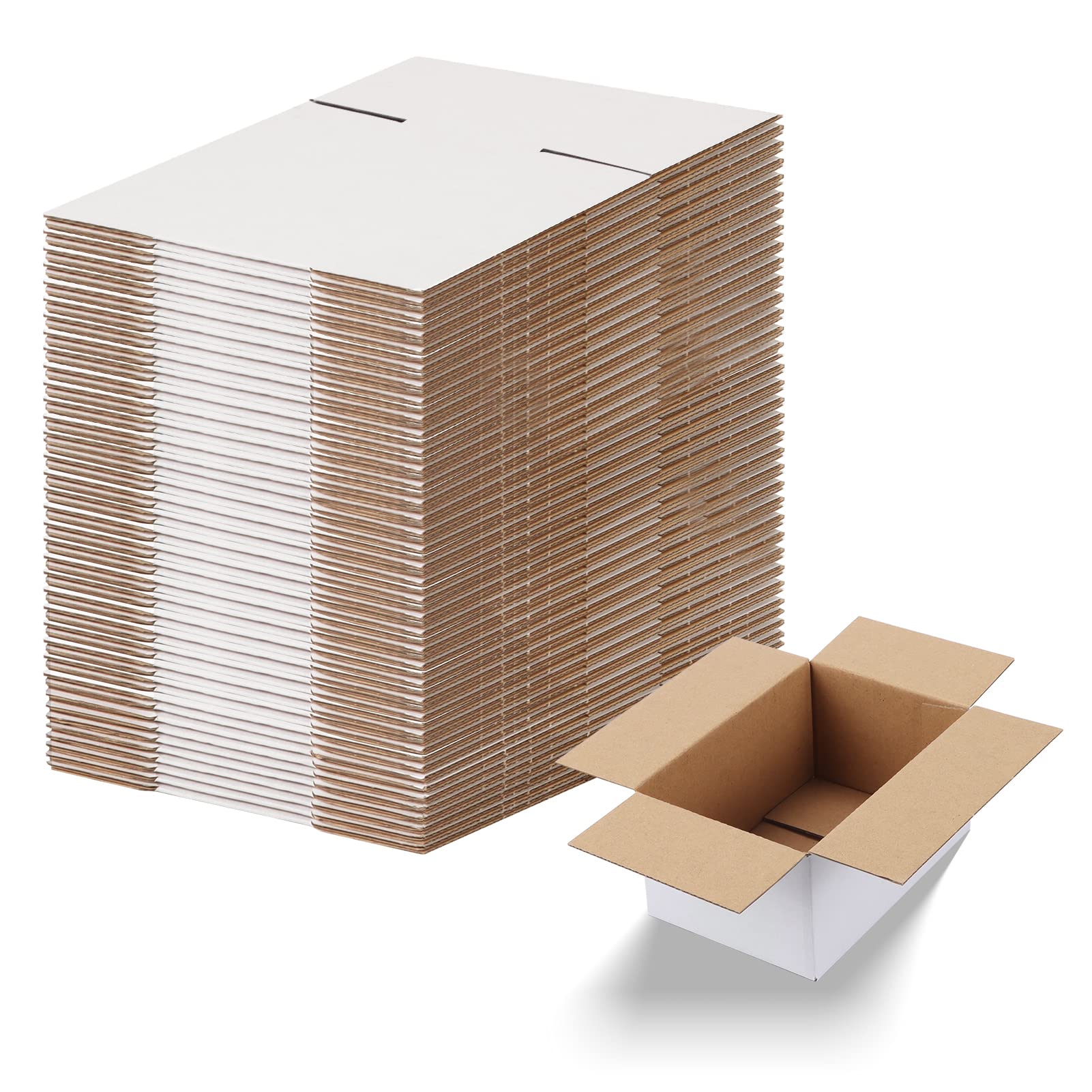 Calenzana 6x4x3 Shipping Boxes Set of 40, White Corrugated Cardboard Box for Mailing Packing Gifts Small Business