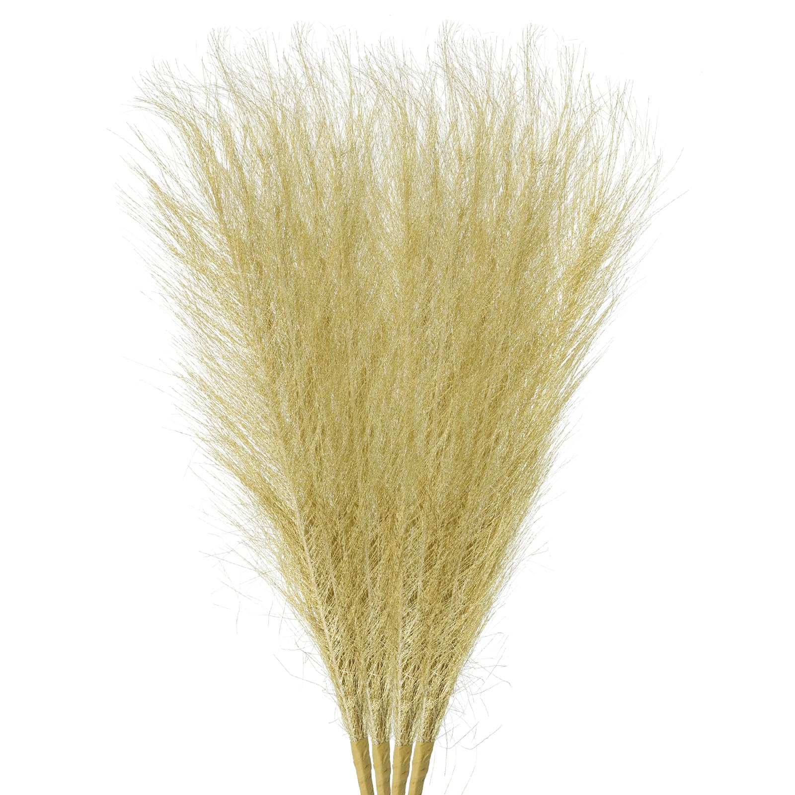 Petites herbes de la pampa artificielles dorées 7 branches haut de gamme