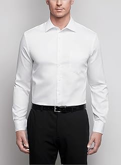 Van Heusen Men's Dress Shirts Regular Fit Lux Sateen Stretch Solid Dress Shirt