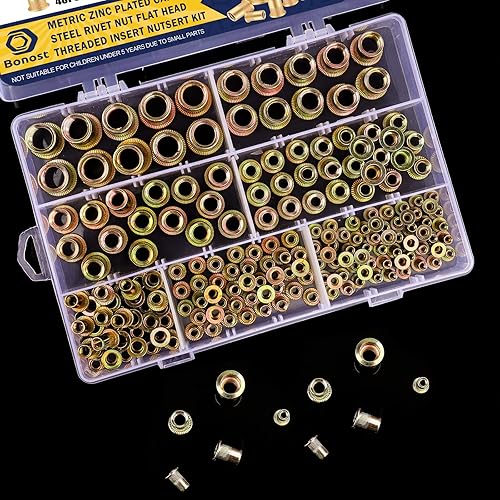 Miniatura 7 de Bonost 90 tuercas remachables de 14"-20 piezas  Tuerca de remache roscada SAE  Tuerca de remache de acero al carbono para plástico, fibra de vidrio,