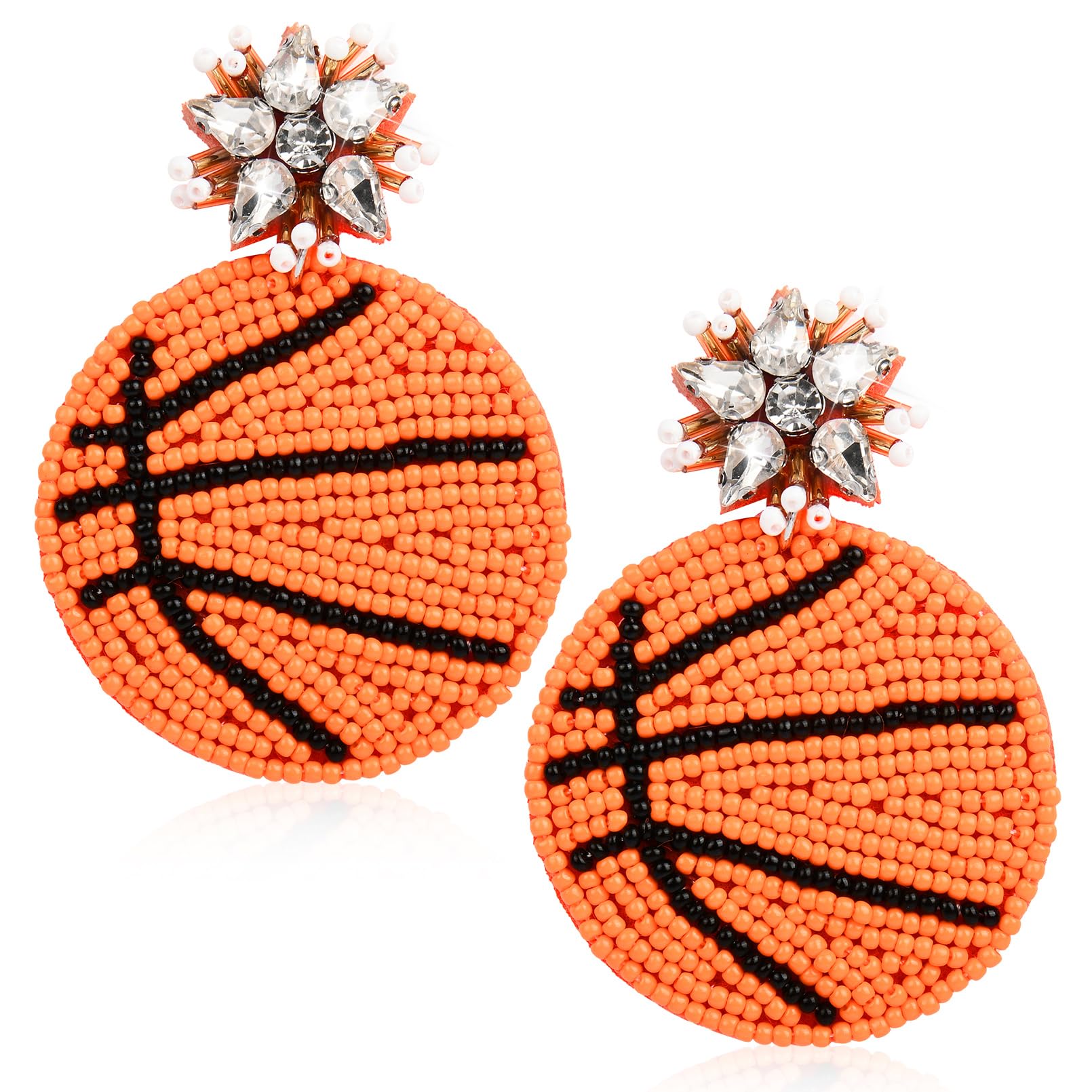 Baseball Earrings for Women, Beaded Baseball Basketball Softball Soccer Earrings for Game Day, Sports Fans, Drop Dangle Earring Holiday Party Game