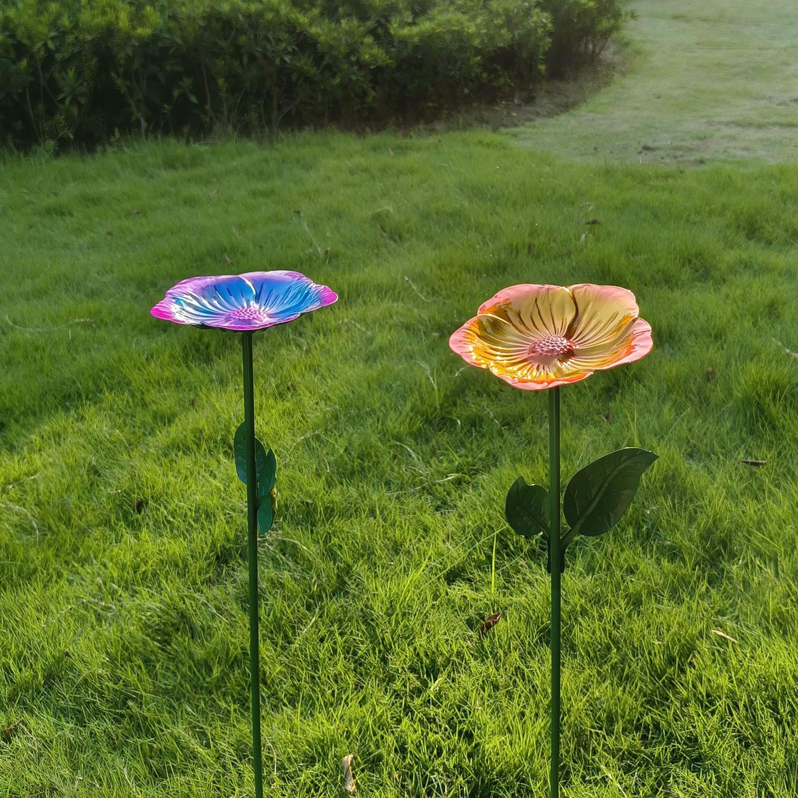 Flower Bird Feeder Bird Lover Gift Metal Bird Bath for Garden Yard Courtyard Yellow-image-42