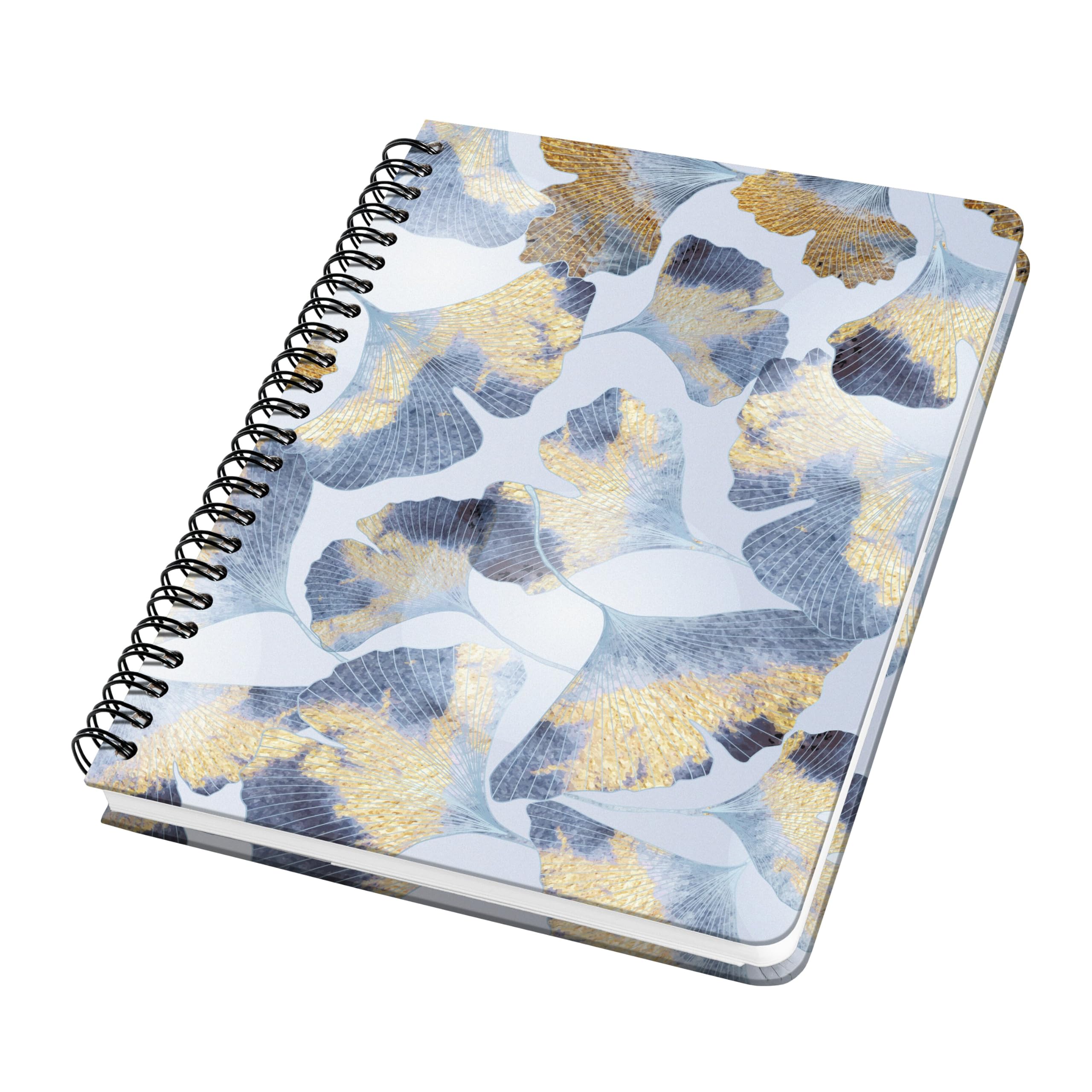 Sigel JN626 Spiral notebook Jolie - Ginkgo Harmony - approx. A5 - dotted (dot grid) - hardcover - blue/gold - 120 p. - 100 gsm - FSC-certified