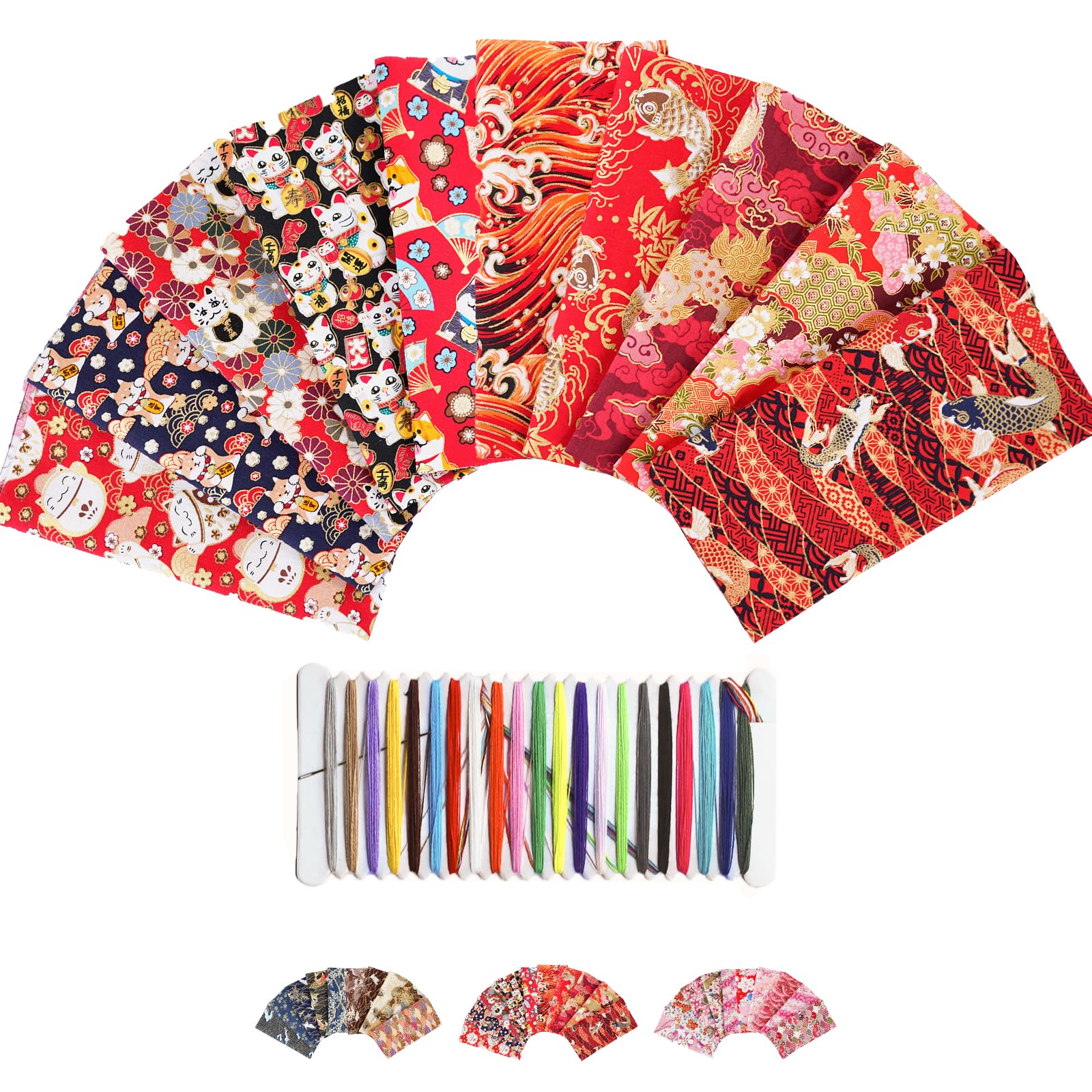 JnTech Japanese Pattern, Fabric Stripping, Patchwork Cloth Set, Japanese Pattern, Floral Pattern, Metal, Cotton, Cut Cloth, Stylish, Handicraft, DIY, Handmade, Patchwork, Handmade Japanese Style, : Ho