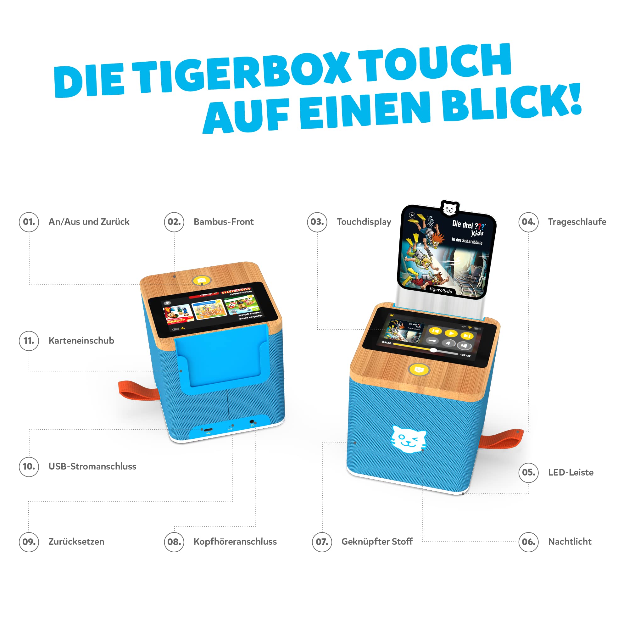 tigermedia TM0002S Touch Exclusive Detective Starter Pack, Blue, Tiger Box,  14 Days, 2 Cards from 48 Months : Amazon.com.be: Toys