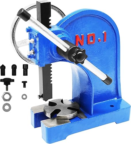 SENDUO Prensa de eje de 1 tonelada, prensa de eje de palanca de trinquete con volante, máquina de perforación manual de escritorio herramienta de