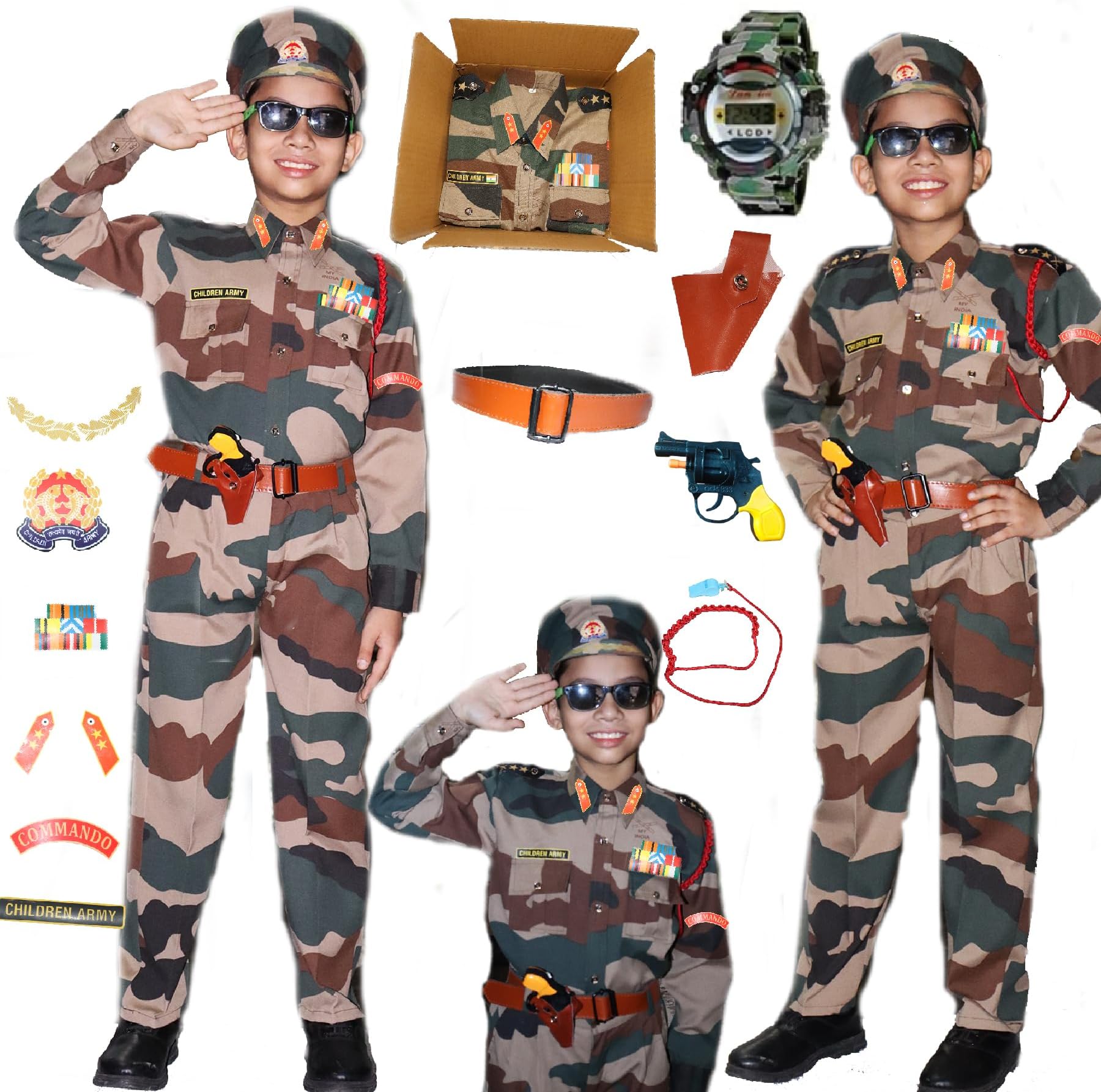 SCRIPTURE Fancy Dress Army costumes for kids |Indian Army, Police, BSF & Subhash Chandra Bose costumes for boys & girls fancy dress costumes for school function