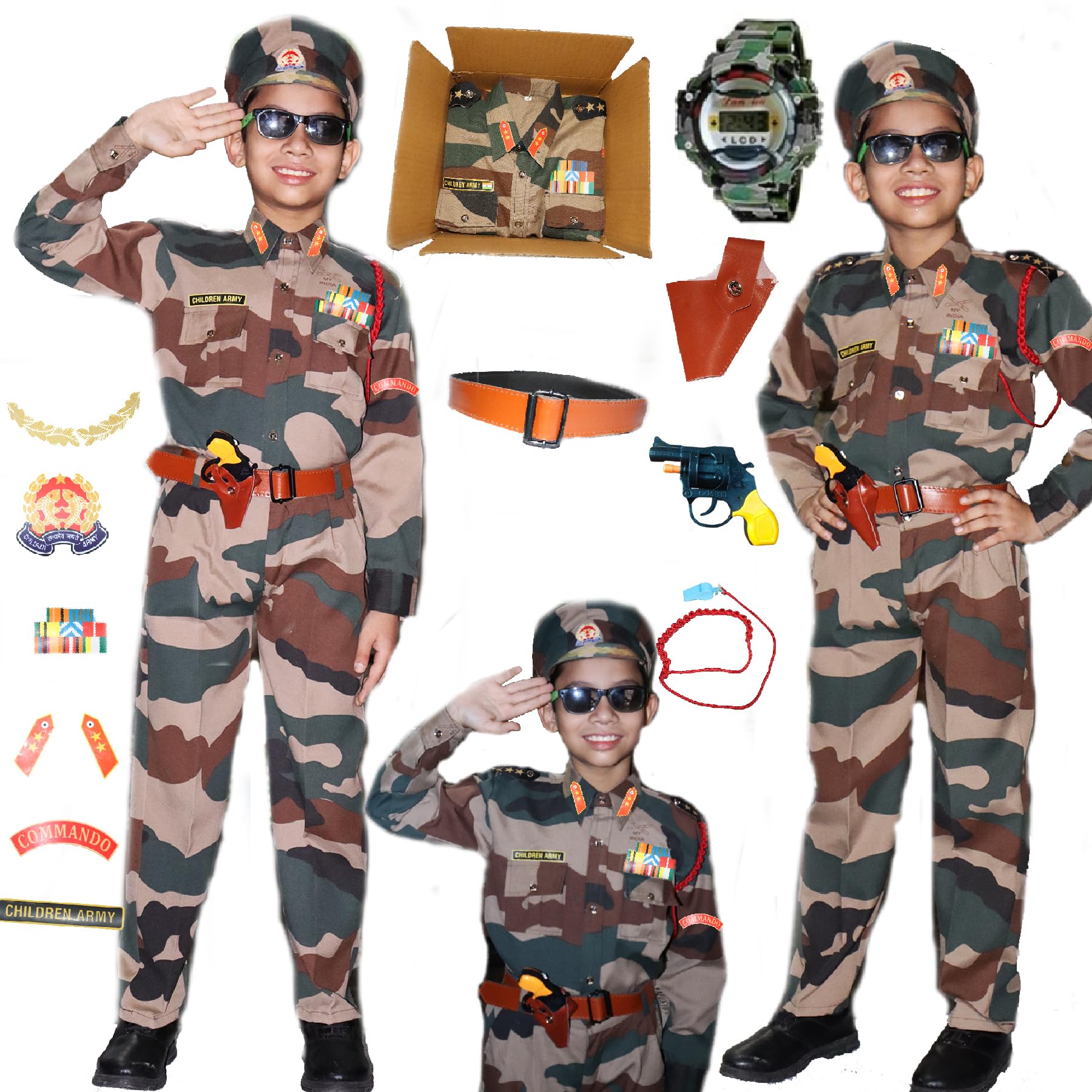 SCRIPTURE Fancy Dress Army costumes for kids |Indian Army, Police, BSF & Subhash Chandra Bose costumes for boys & girls fancy dress costumes for school function