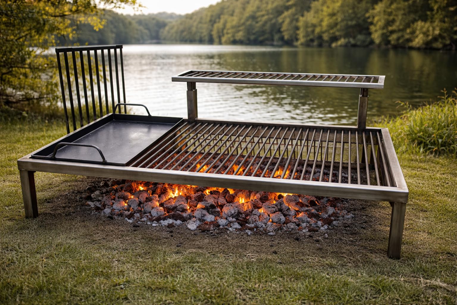 Parrilla argentina de lujo con módulos de hierro extraíbles - Iron Argentina Grill - BBQ Parrilla Asado Sor pampa grill - Cod 16 (71.1 x 50.8 cm)