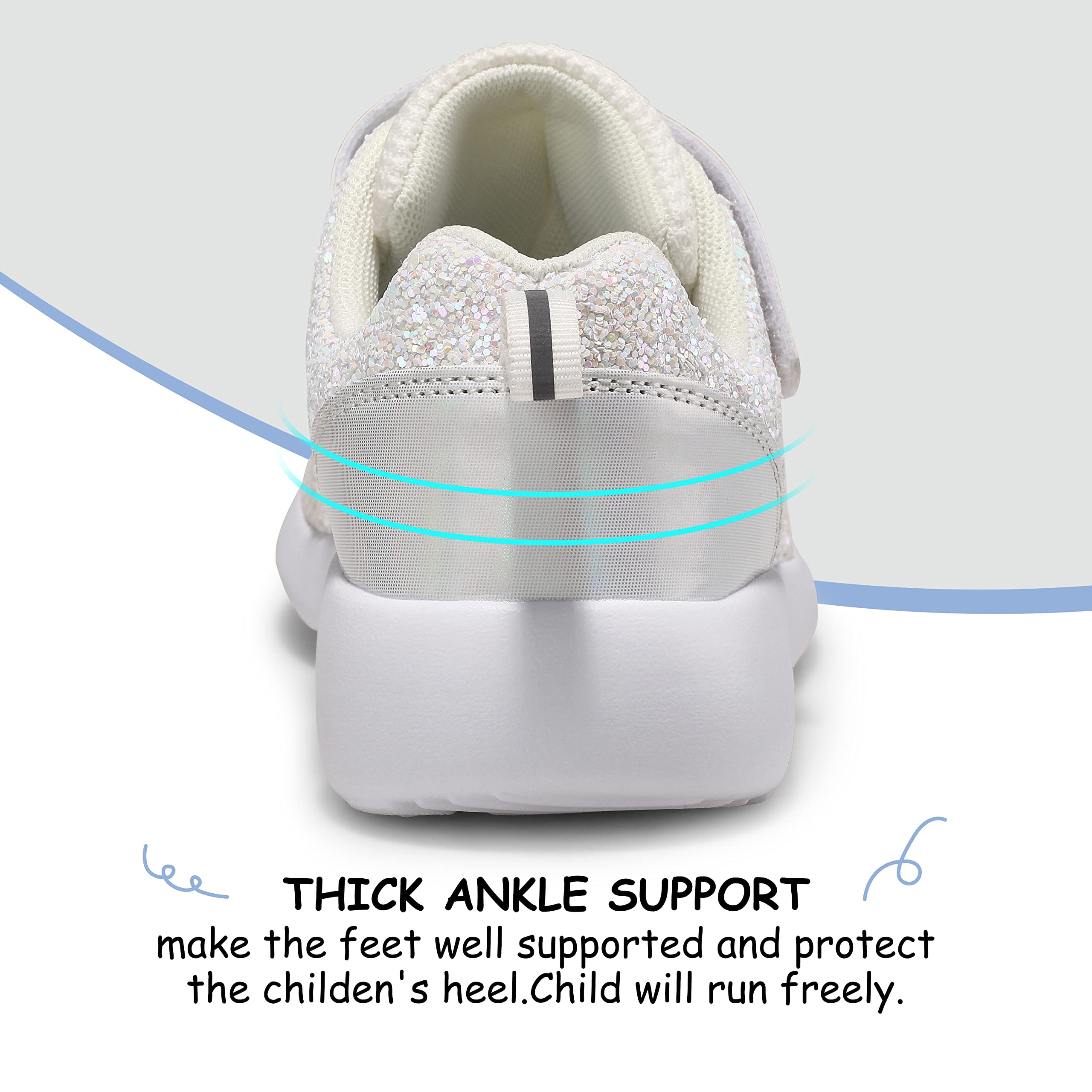 Harvest Land Girls Trainers Kids Athletic Shoes Toddlers Glitter Sneakers Breathable Tennis Running Sports Shoes — view 6