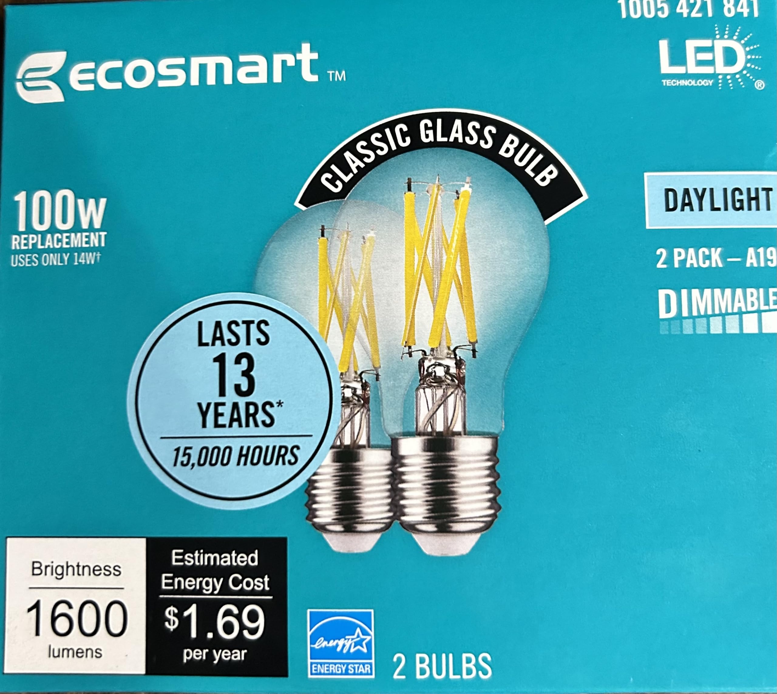 Photo 1 of E Ecosmart Vintage Classic Glass Daylight Led Bulb
