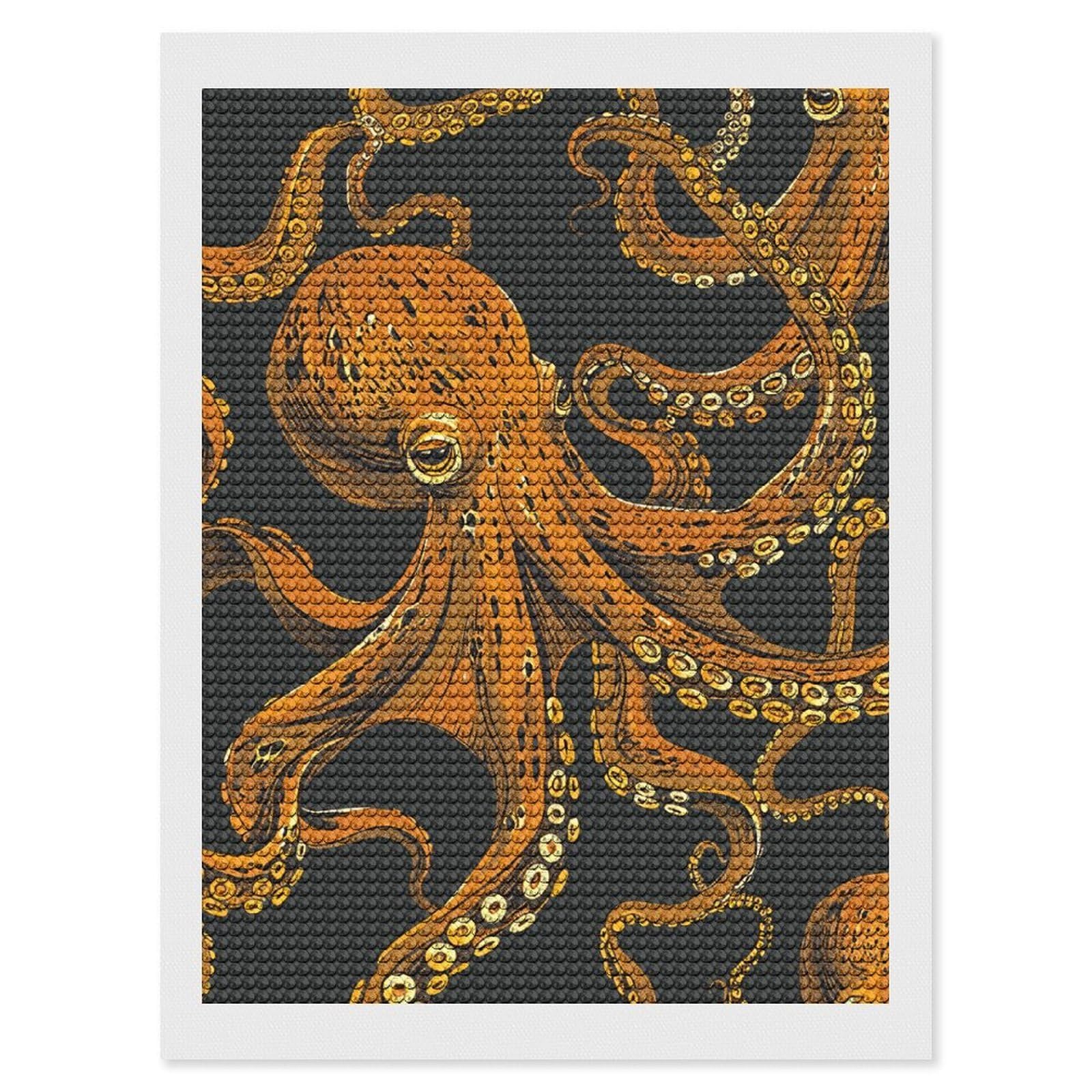 FodPand Diamond Art Kits for Adults, 5D Aurora Diamond Painting Kits for Beginners, Orange Octopus Pattern DIY Full Drill Dots Gem Art Paint Crafts for Home Wall Decor 12"x16"