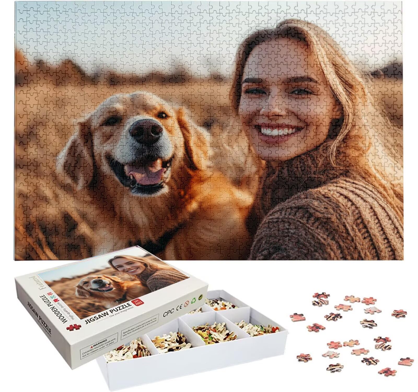 Puzzle Personalizado con Foto, Personalizada Rompecabezas Personalizado Diseña tu Logo Foto o Texto, Personalizado Navidad Halloween San Valentín Parejas Niños Familia Amigos h-3597