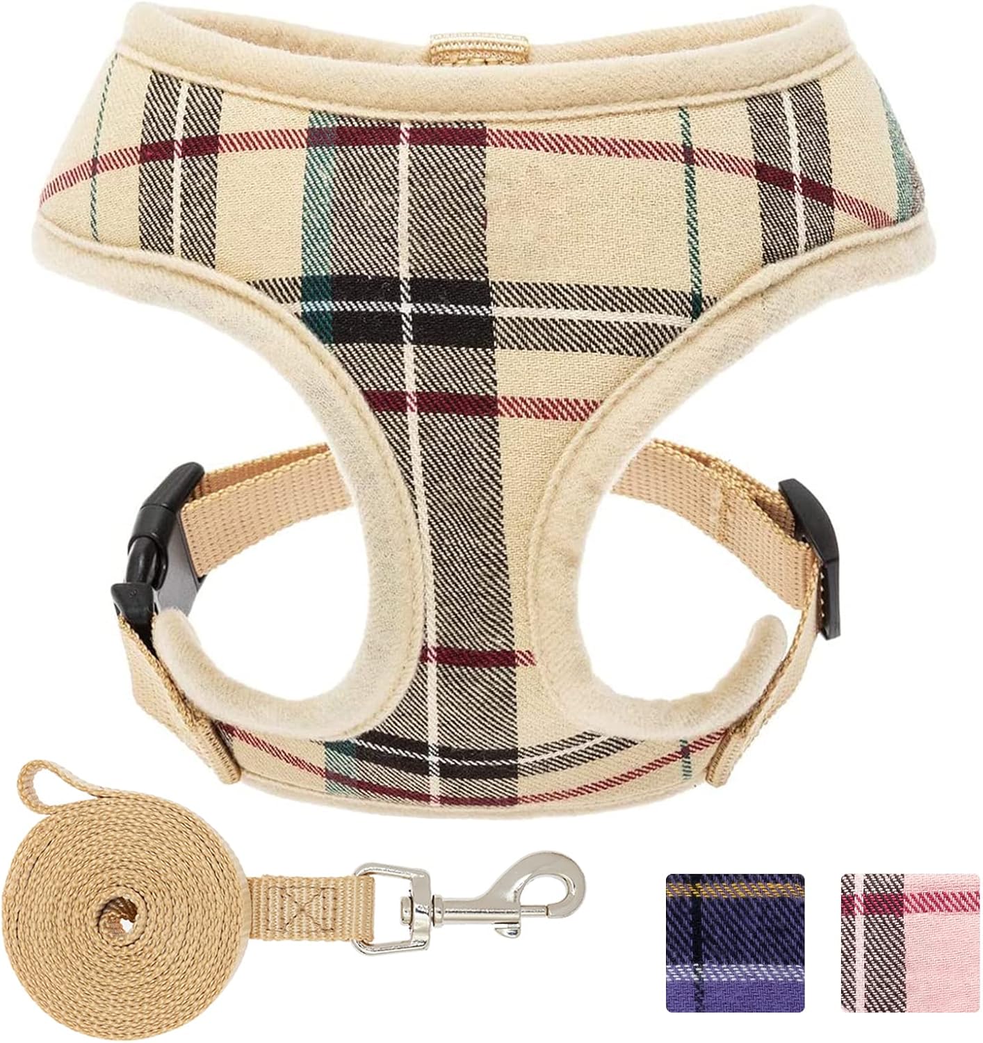 Bow Tie Chihuahua Burberry Harness Small Dog Furberry Khaki Plaid