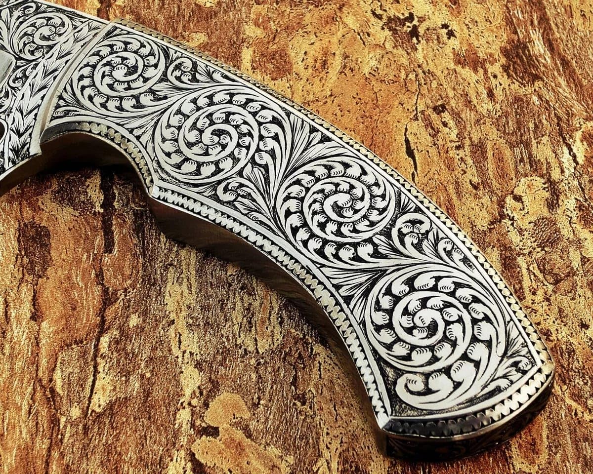 CUSTOM HANDMADE ARTWORK SURVIVAL CAMP CHISEL ENGRAVED HUNTING BOOT KNIFE, LEATHER SHEATH, BEST GIFT USA