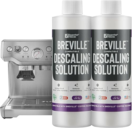 Essential Values Solución de descalcificación compatible con Breville  Limpiador de cafeteras  Descalcificador especialmente formulado para máquinas