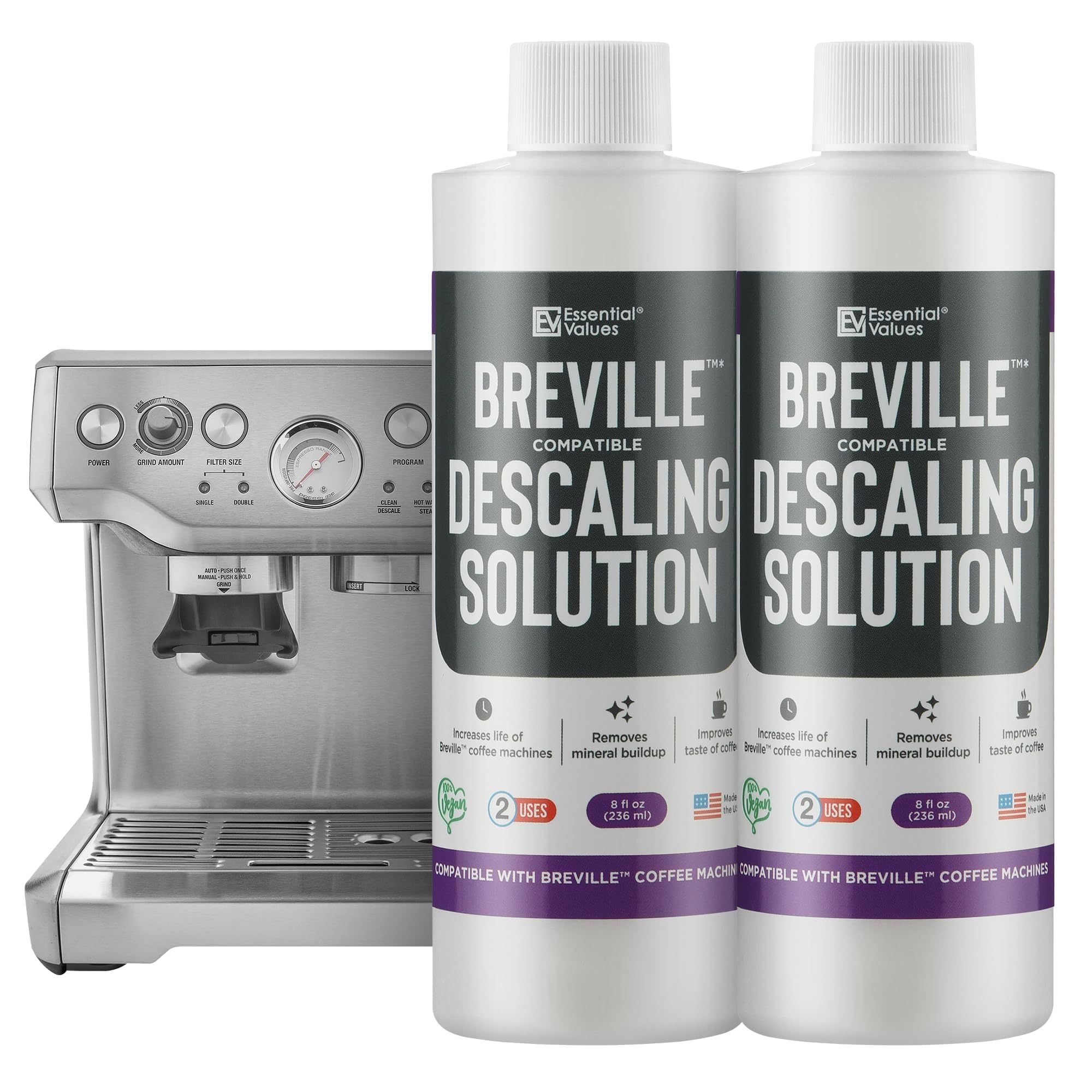 Descaling Solution Compatible with Breville - Coffee Pot Cleaner and Descaler - Descaler Specially Formulated for Breville Coffee Machines - 12 Month Supply 2-Pack