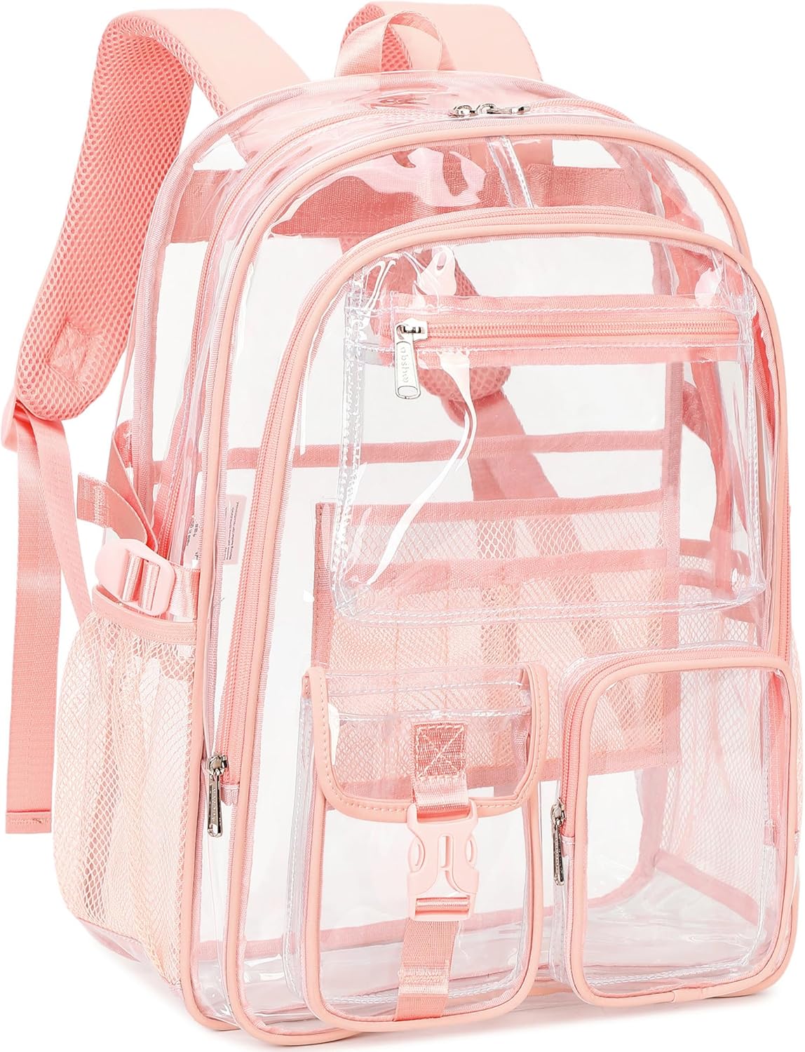 abshoo Large Clear Backpack For Girls Women School Bookbag Heavy Duty Transparent Backpacks (Baby Pink) - Image 2