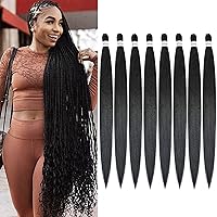 Vista 51 de Alrence Cabello trenzado preestirado largo de 30 pulgadas – 8 paquetes de extensiones de cabello trenzado profesional, trenzas de crochet de fibra
