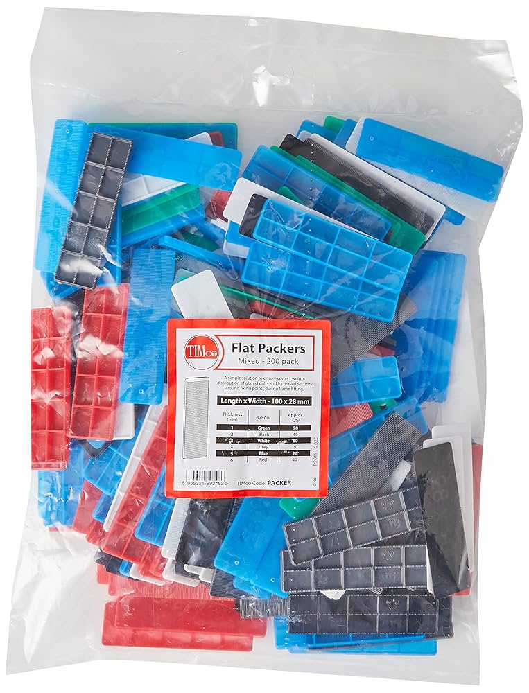 Timco 400 X Flat Plastic Mixed Packers Window Wedges & Glazing Spacers Shims Set | UK