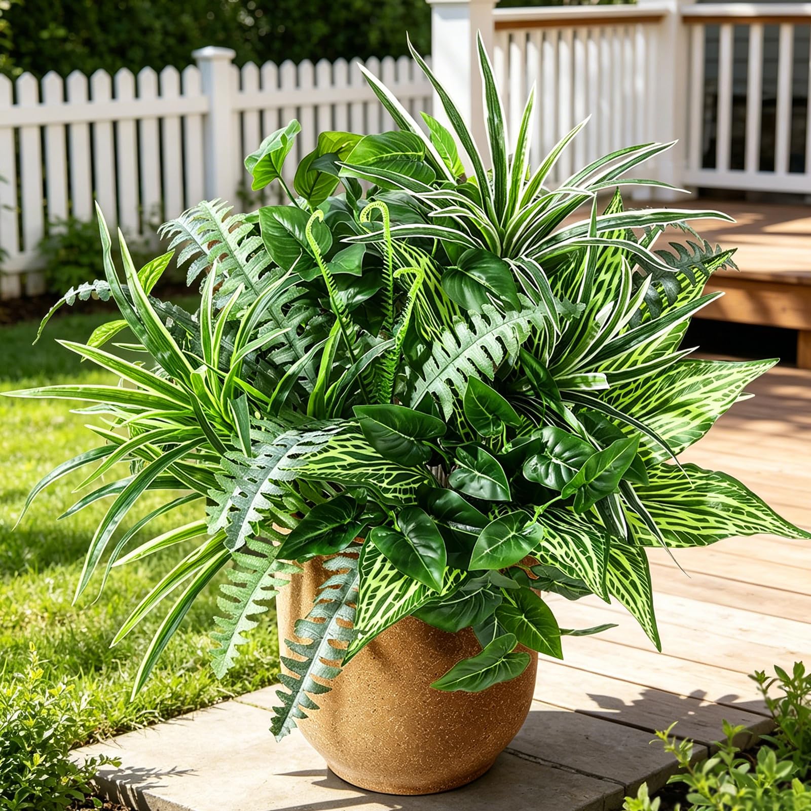 Plantes artificielles durables contre la décoloration solaire lot de 10 tiges