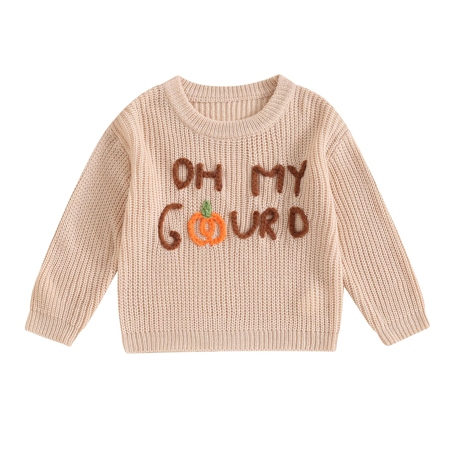 LSFYSZD Toddler Baby Girls Boys Halloween Pumpkin Sweaters Long Sleeve Crew Neck Winter Warm Knitwear Pullover Jumpers Top — view 217
