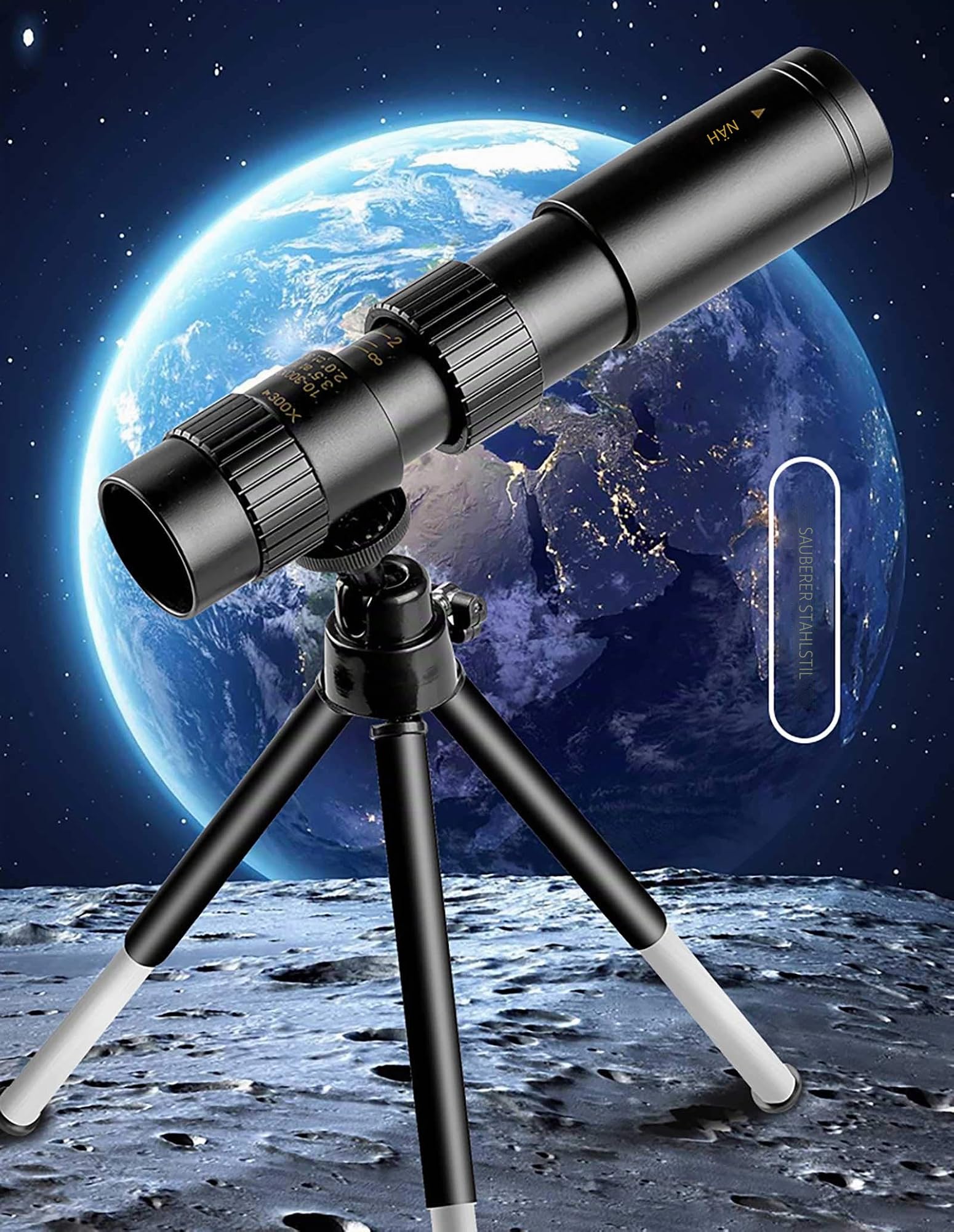 Ellenne Teleskop Zoom 300x40 mm HD mit Dreifach-Funktion für Fotos mit Smartphone