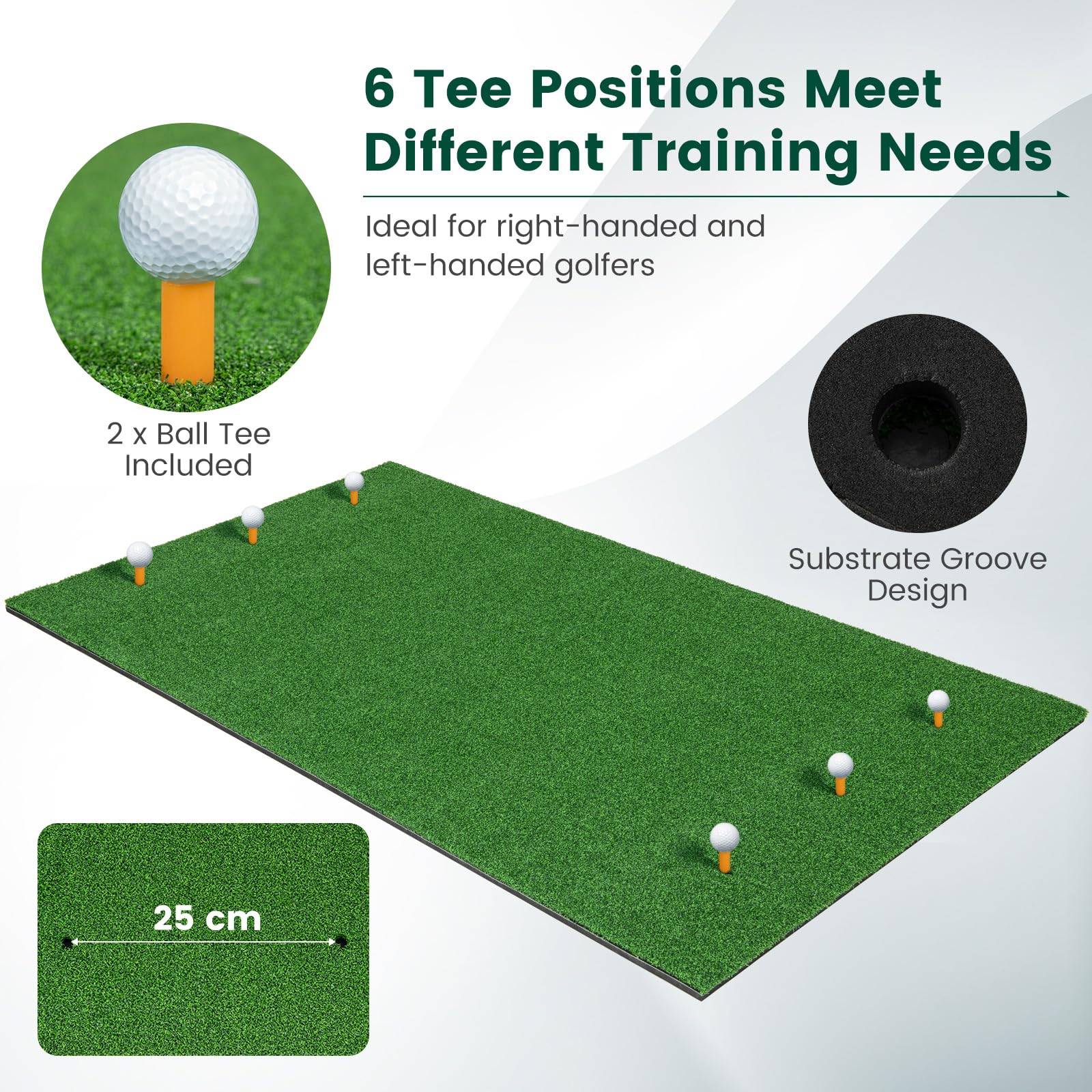 GOPLUS Tapis de Frappe de Golf 152x92cm, Tapis de Gazon Synthétique de pour l'Entraînement en Intérieur et en Extérieur, Aides à l'Entraînement Au Jeu de Golf,