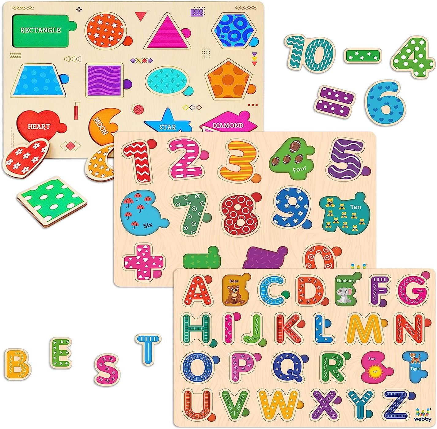Webby Wooden Educational Colorful Alphabets, Counting Numbers and ...