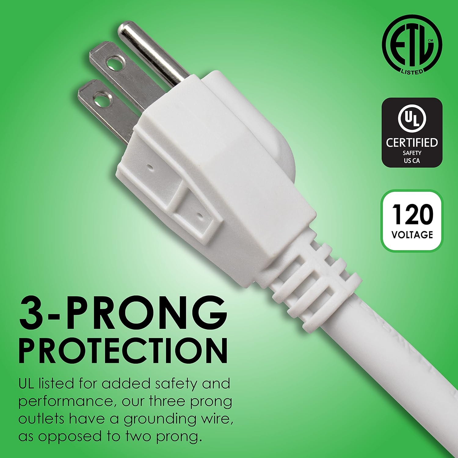 15 Ft 6 Outlet Surge Protector Power Strip: Multiple Electrical Outlet Safety Circuit Breaker has 15 Foot Long Extension Cord, Lighted On Off Switch, ETL Listed. Commercial, Business, Home, Office Use