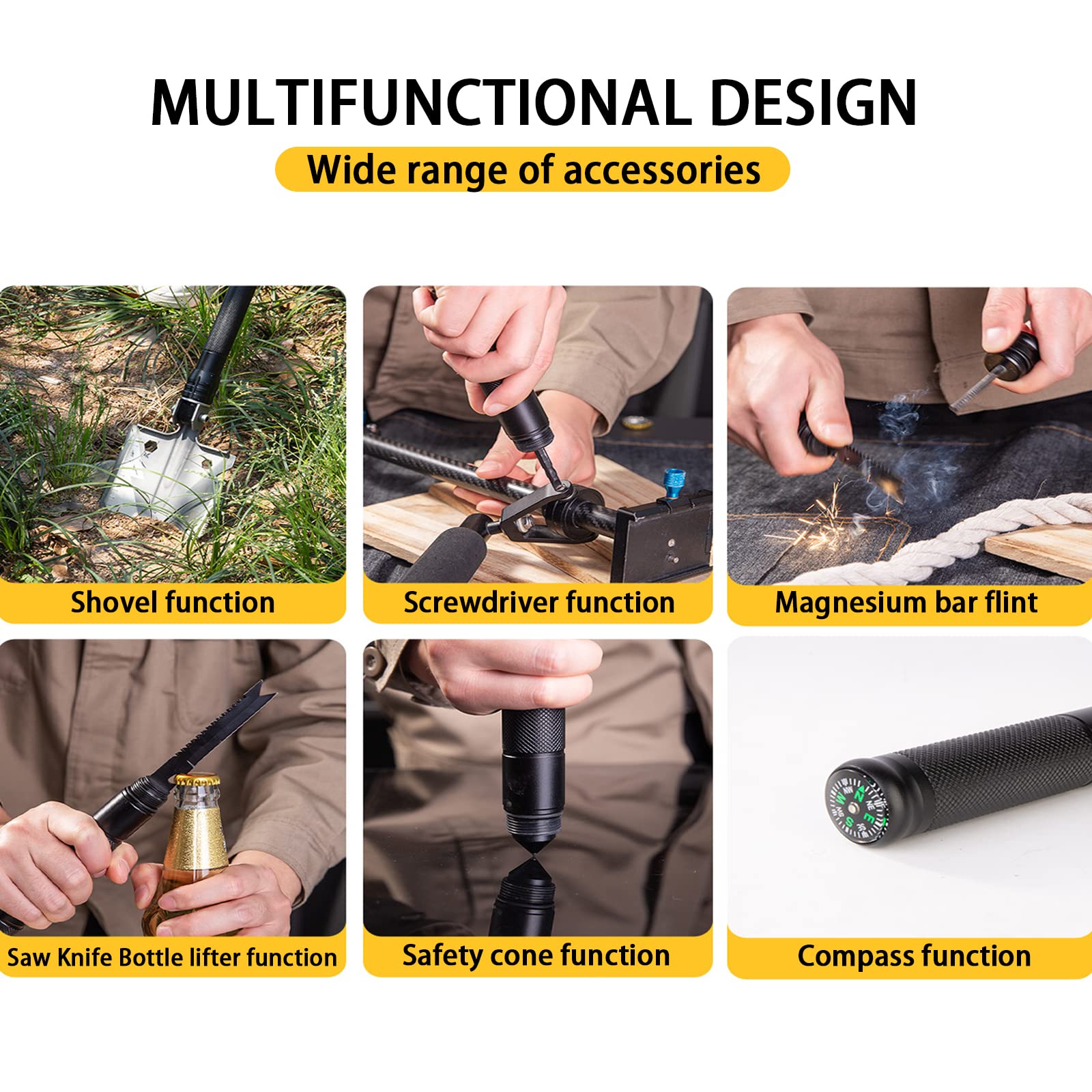 Schaufeln Klappspaten Multifunktional Klappschaufel Camping Militärfaltschaufel Survival Schaufel Einfach Tragbar Abnehmbar Schaufel für Überleben, Camping, Wandern, Gartenarbeit, Angeln, Autonotfall