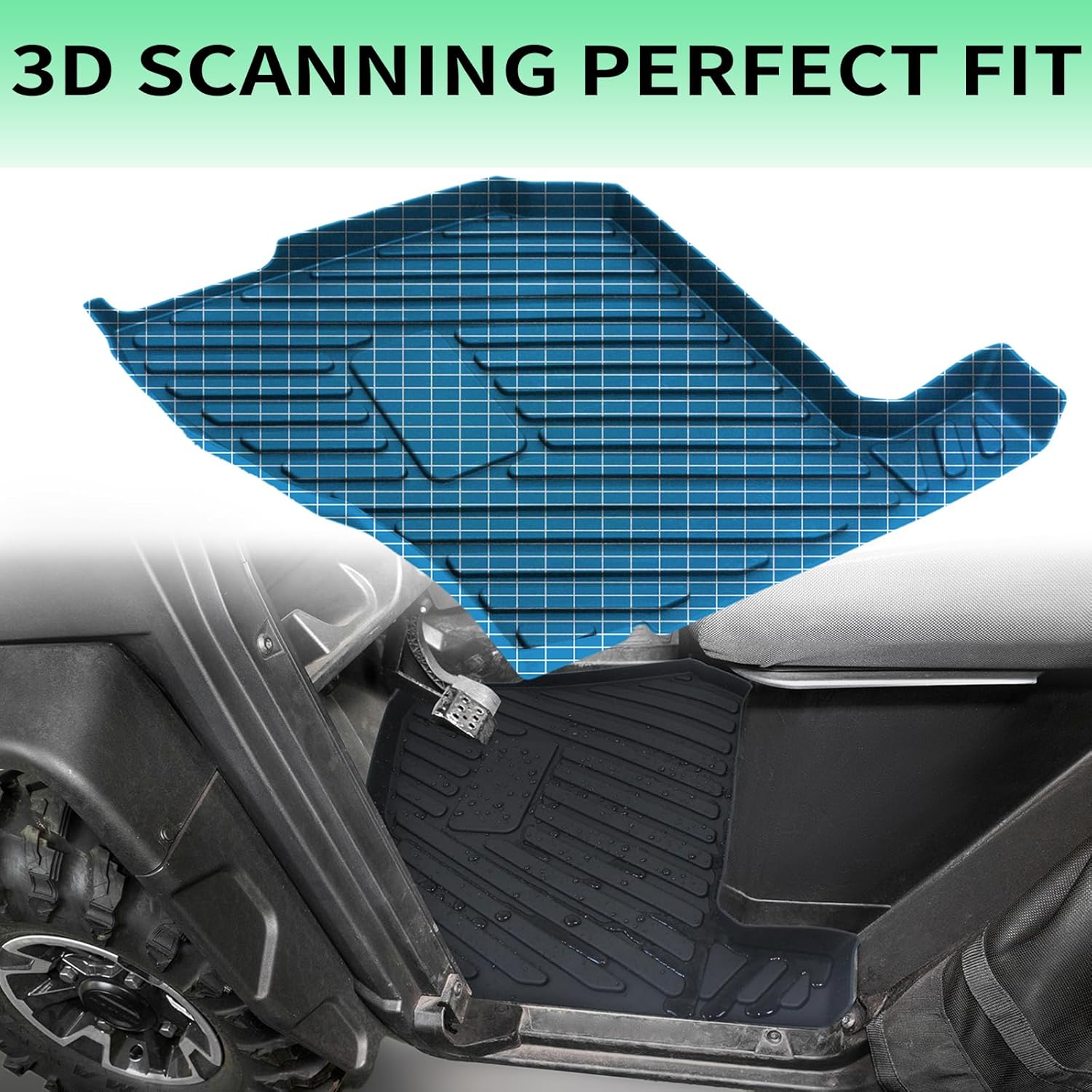 2PCS Floor Mats Compatible with Ranger XP 1000, Front Anti Slip TPE Floor Liner All Weather Anti-Aging Mat Compatible with Polaris Ranger XP 1000 Crew Accessories 2018-2025,Replace #2882780
