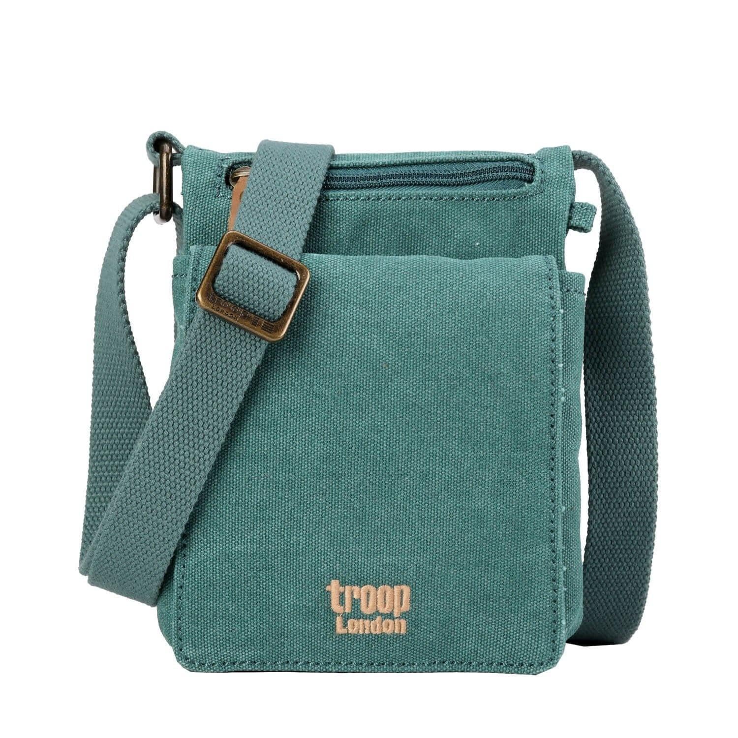 Troop London TRP0243 Classic Canvas Across Body Bag - Turquoise