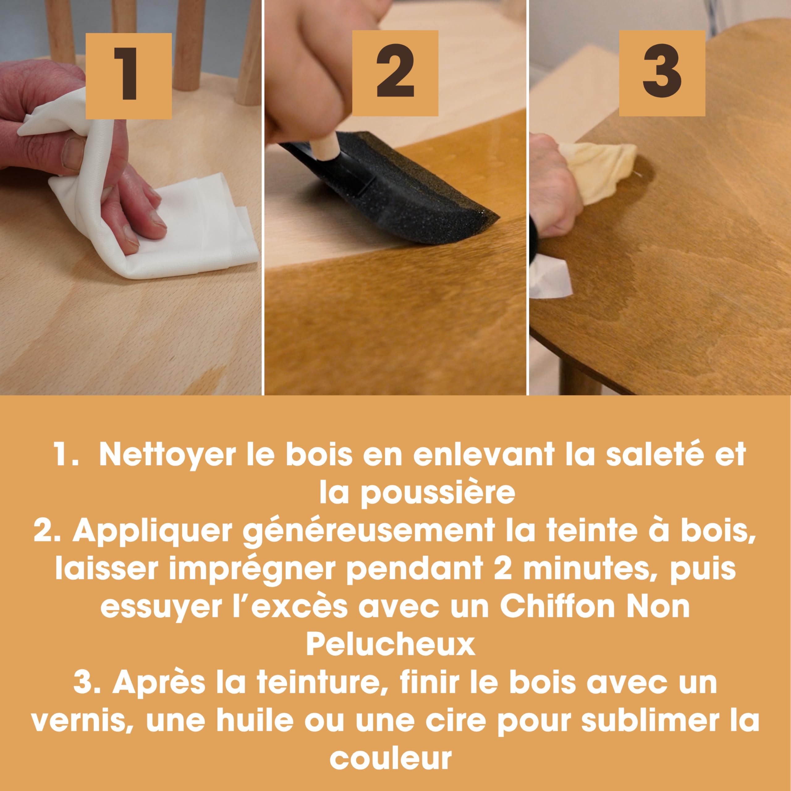 Teinte à Bois Furniture Clinic Chêne foncé Séchage Rapide Haute Concentration Base d'Eau 250ml