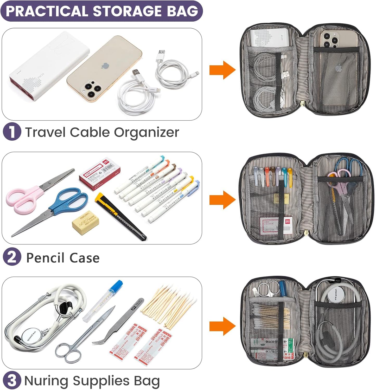 LOVEVOOK Backpack for Women, Teacher Work Bag Laptop Backpack, Nurse Bags Business Laptop Bag, College Backpack Purse, Travel Back Pack, 15.6 Inch, Black-Purple - Image 4