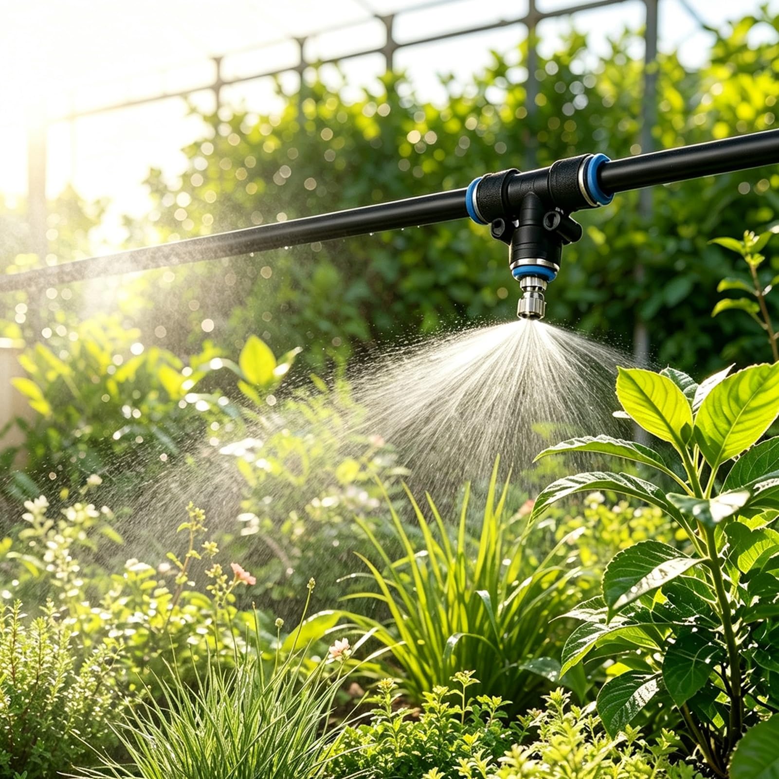 Kit Irrigazione a Goccia System di Nebulizzazione Rinfrescante per Esterni per Giardino, Kit di Irrigazione per Piante in Serra, System di Irrigazione Versatile