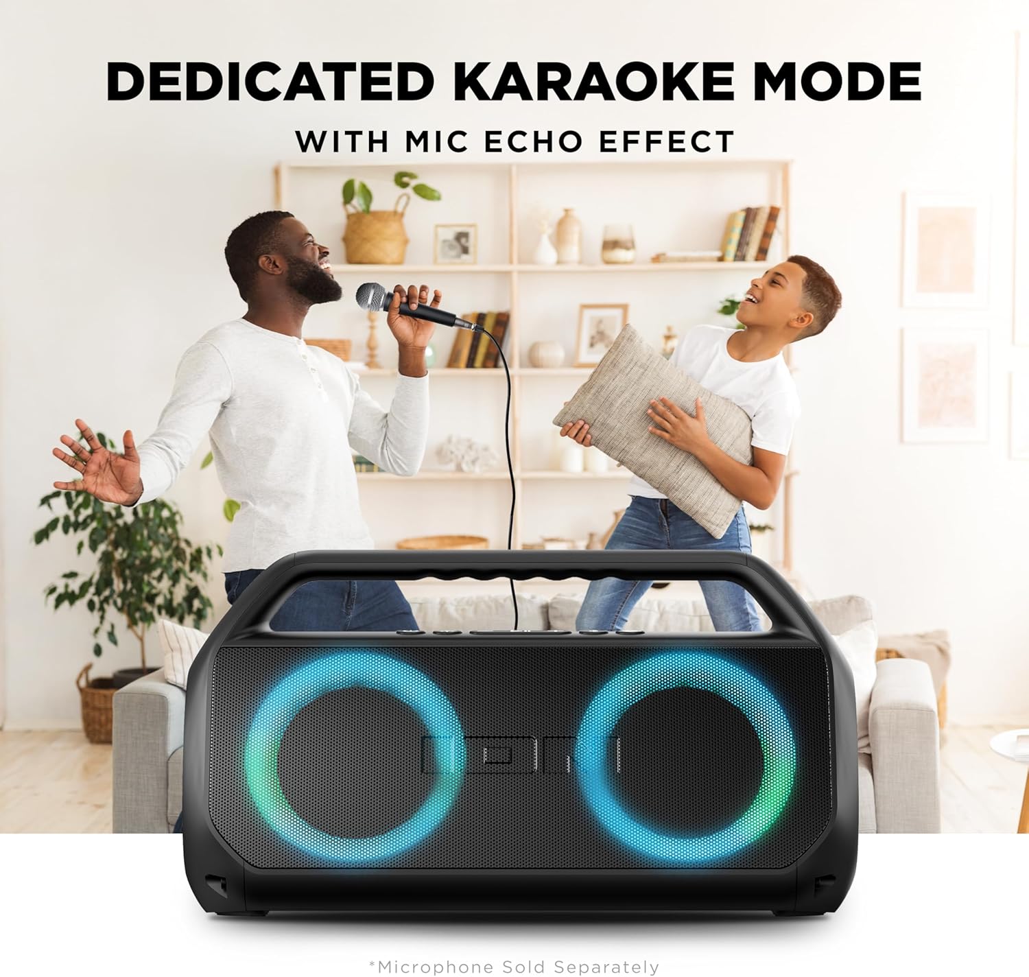 ION Uber Boom Ultra, High-Power Portable Bluetooth Stereo Speaker System with Lights, Rechargeable Battery, App Control, USB Playback, Water-Resistant and Sandproof, 80W - Image 8