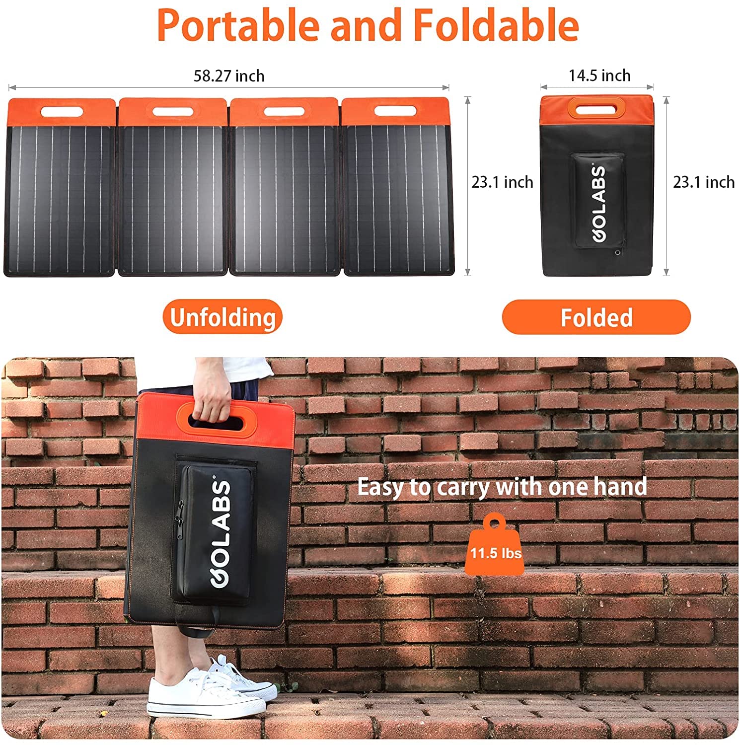 Amazon | GOLABS SF100 ポータブルソーラーパネル 単結晶ソーラー充電
